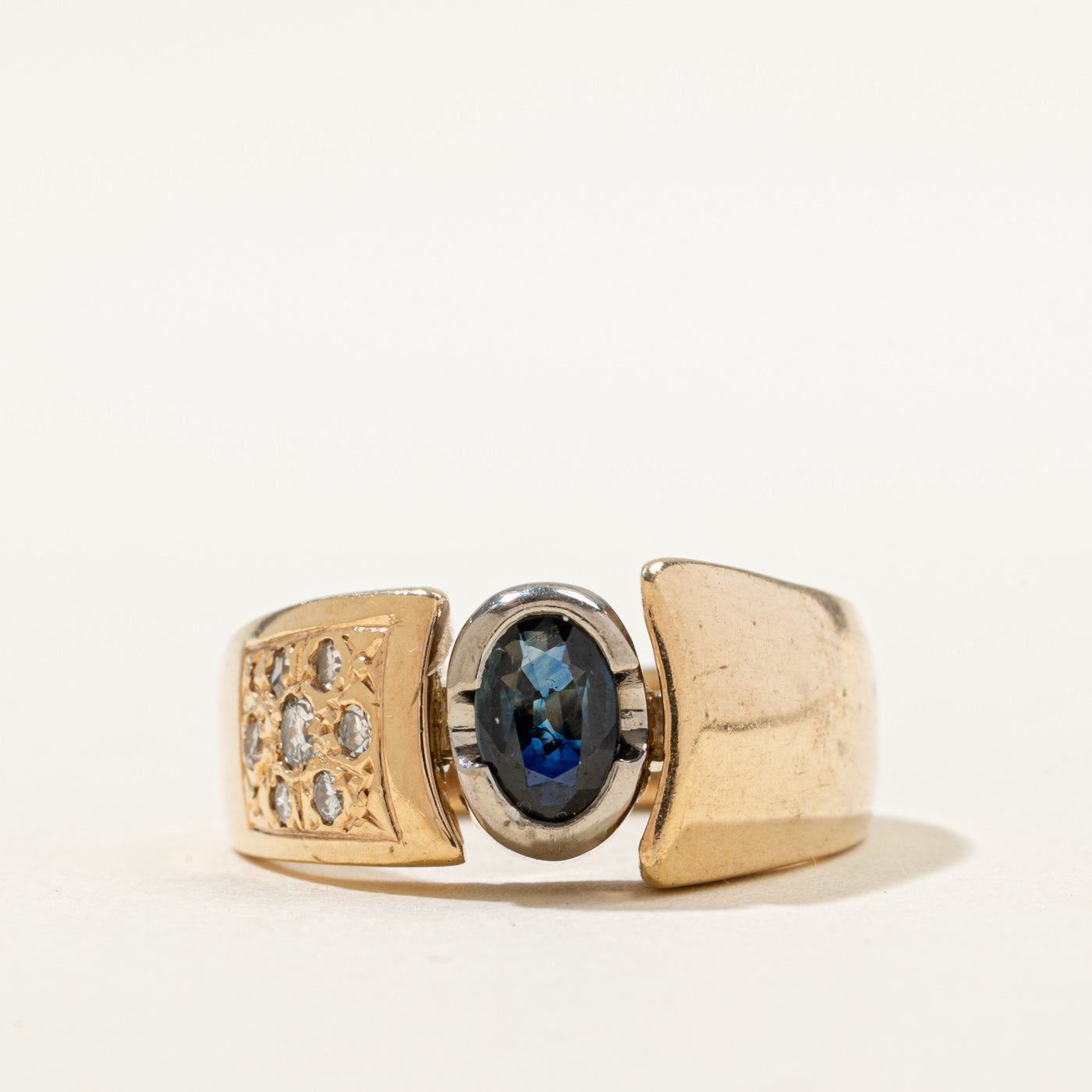 Offset Sapphire Bezel Ring | 0.40ct, 0.10ctw | SZ 6.75 |