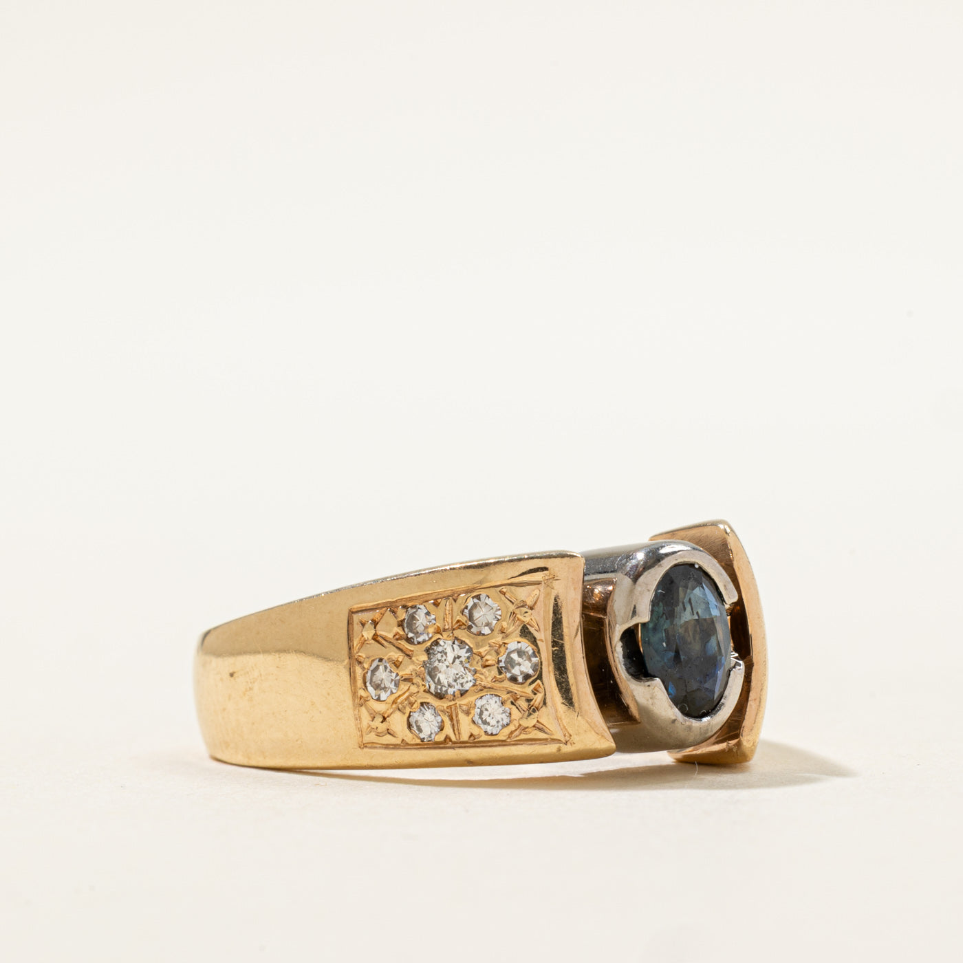 Offset Sapphire Bezel Ring | 0.40ct, 0.10ctw | SZ 6.75 |