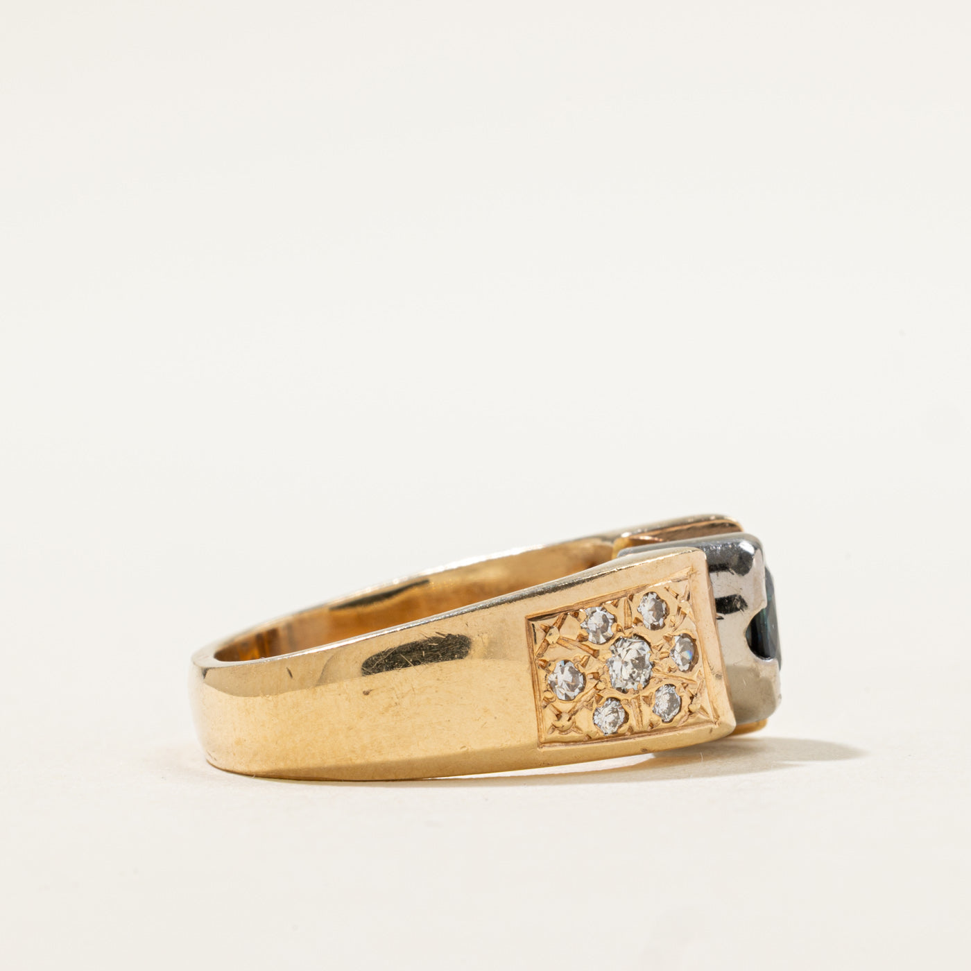 Offset Sapphire Bezel Ring | 0.40ct, 0.10ctw | SZ 6.75 |