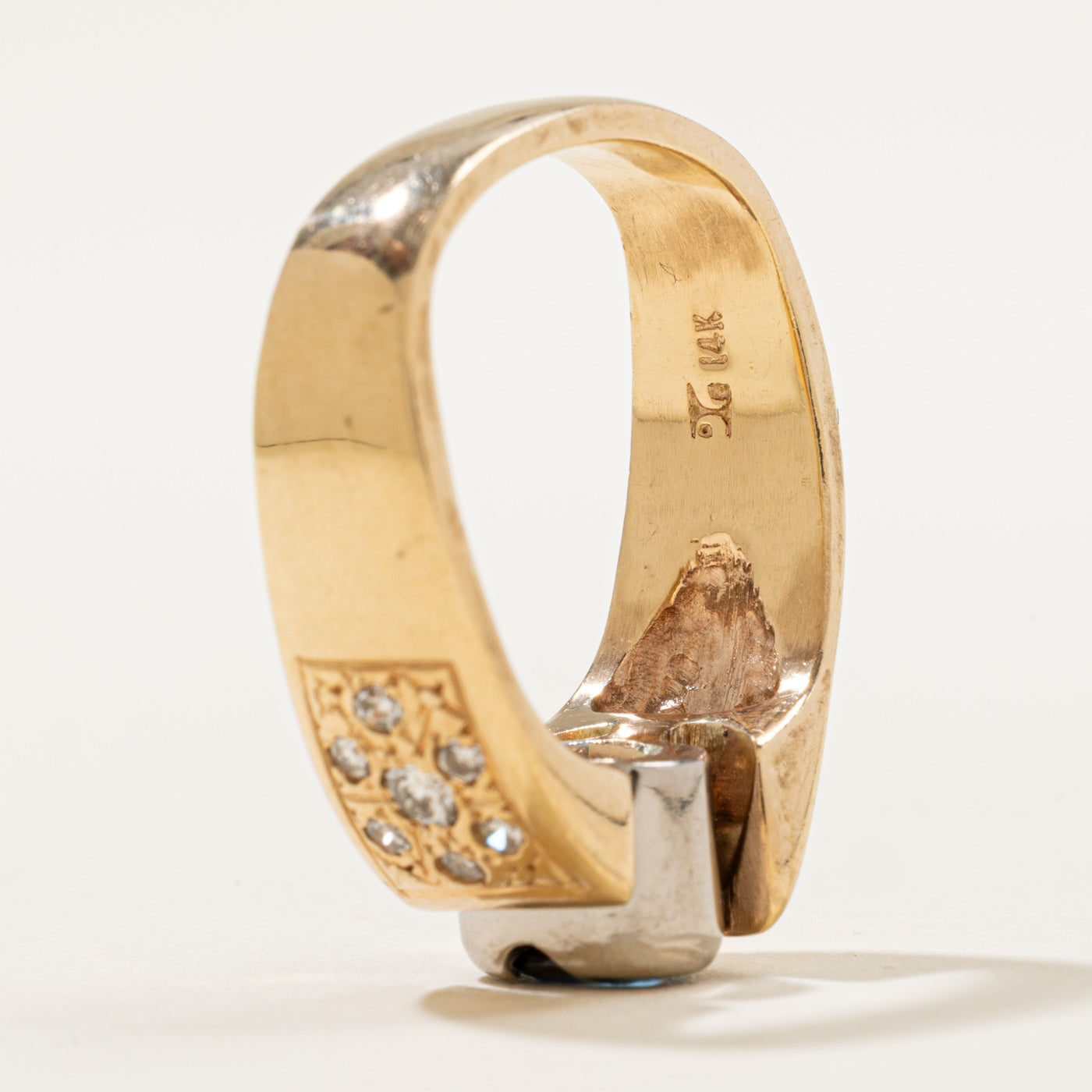Offset Sapphire Bezel Ring | 0.40ct, 0.10ctw | SZ 6.75 |