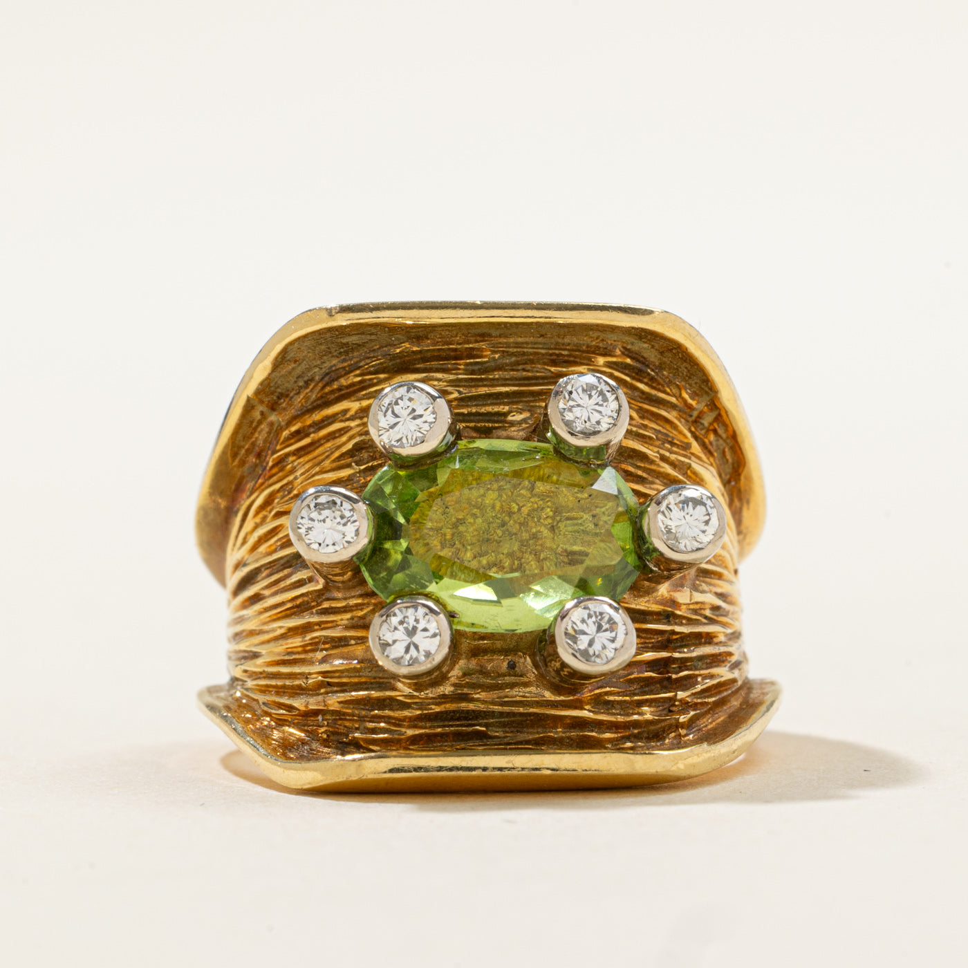 Peridot & Diamond Unique Design Ring | 1.25ct, 0.24ctw | SZ 6.5 |