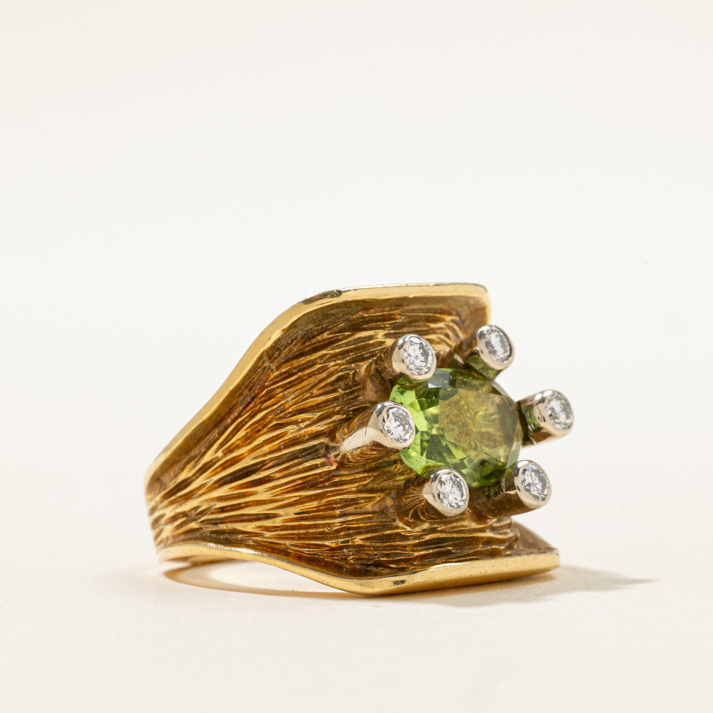 Peridot & Diamond Unique Design Ring | 1.25ct, 0.24ctw | SZ 6.5 |