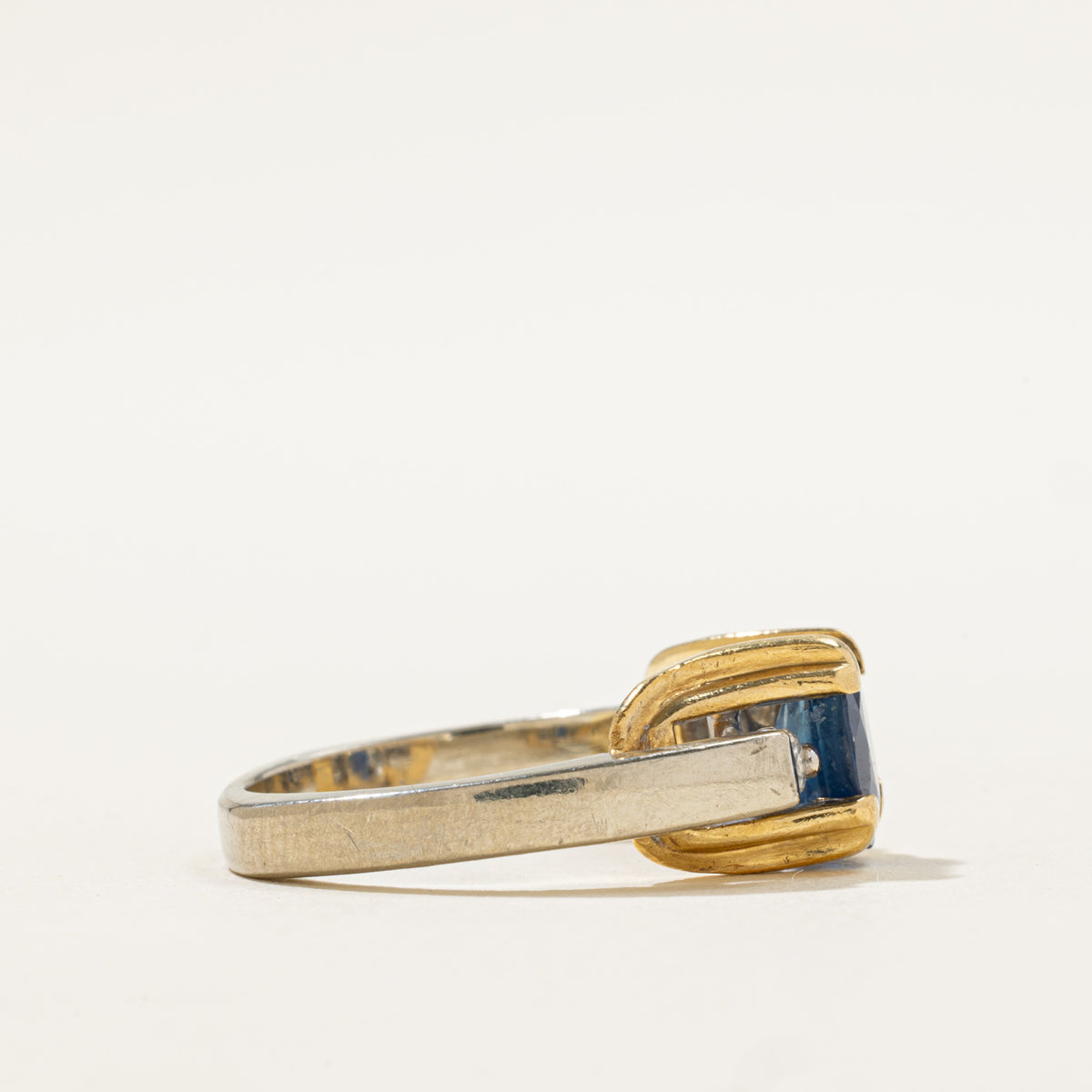 Blue Sapphire & Diamond Three Stone Ring | 1.50ct, 0.12ctw | SZ 6.5 |