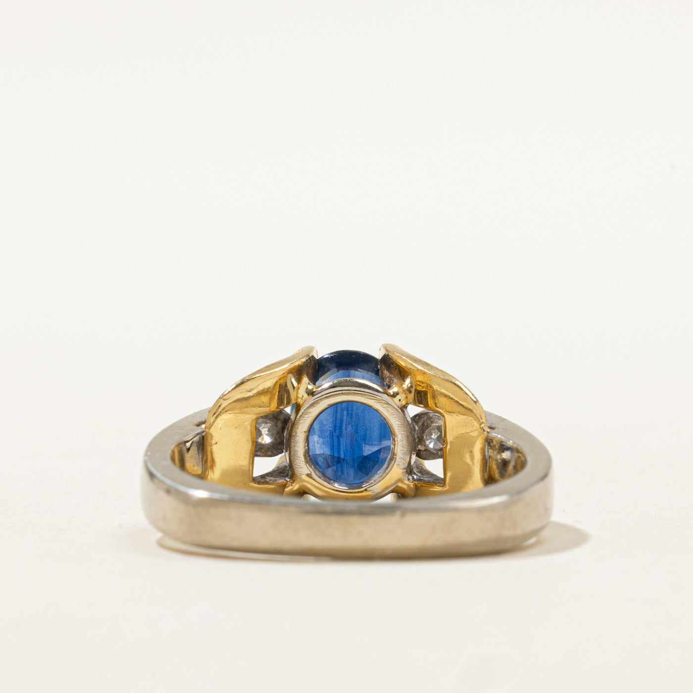 Blue Sapphire & Diamond Three Stone Ring | 1.50ct, 0.12ctw | SZ 6.5 |