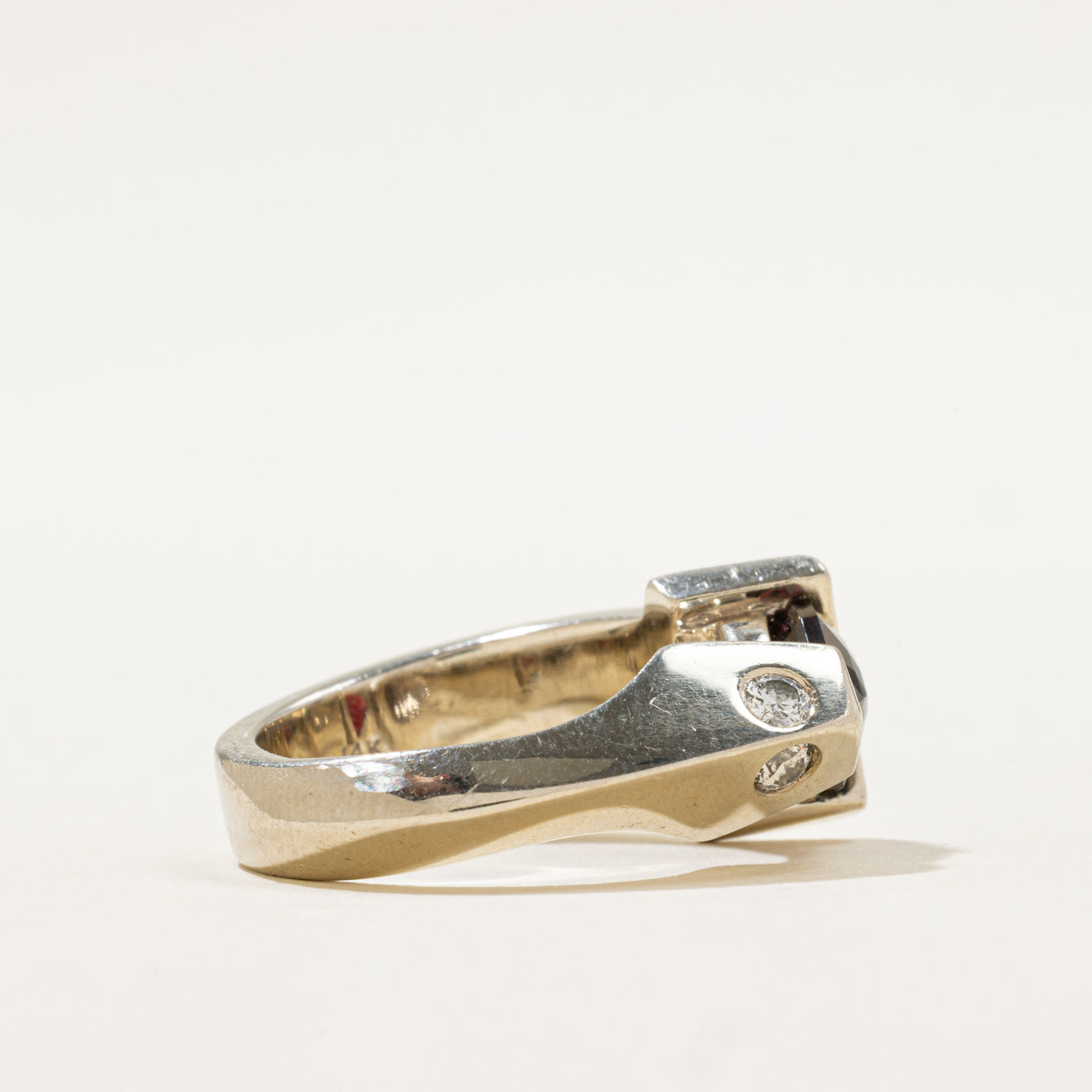 Triangle Garnet & Diamond Ring | 1.65ct, 0.14ctw | SZ 7 |