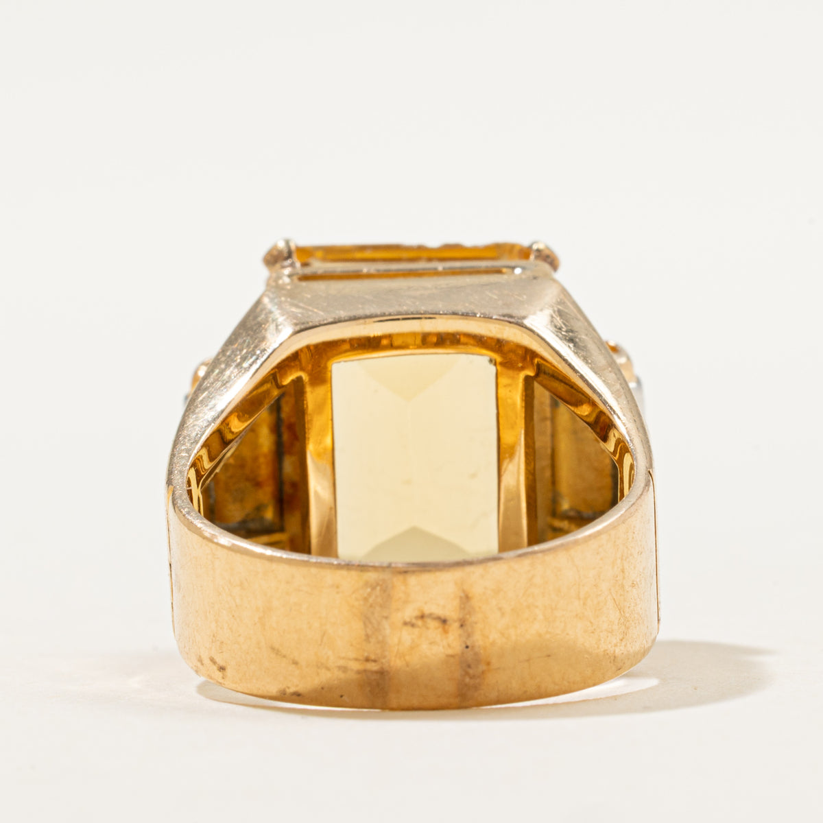 Bague cocktail en citrine et diamants des années 1950 | 0,05 ct au total, 10,00 ct | Taille 6,75 | 