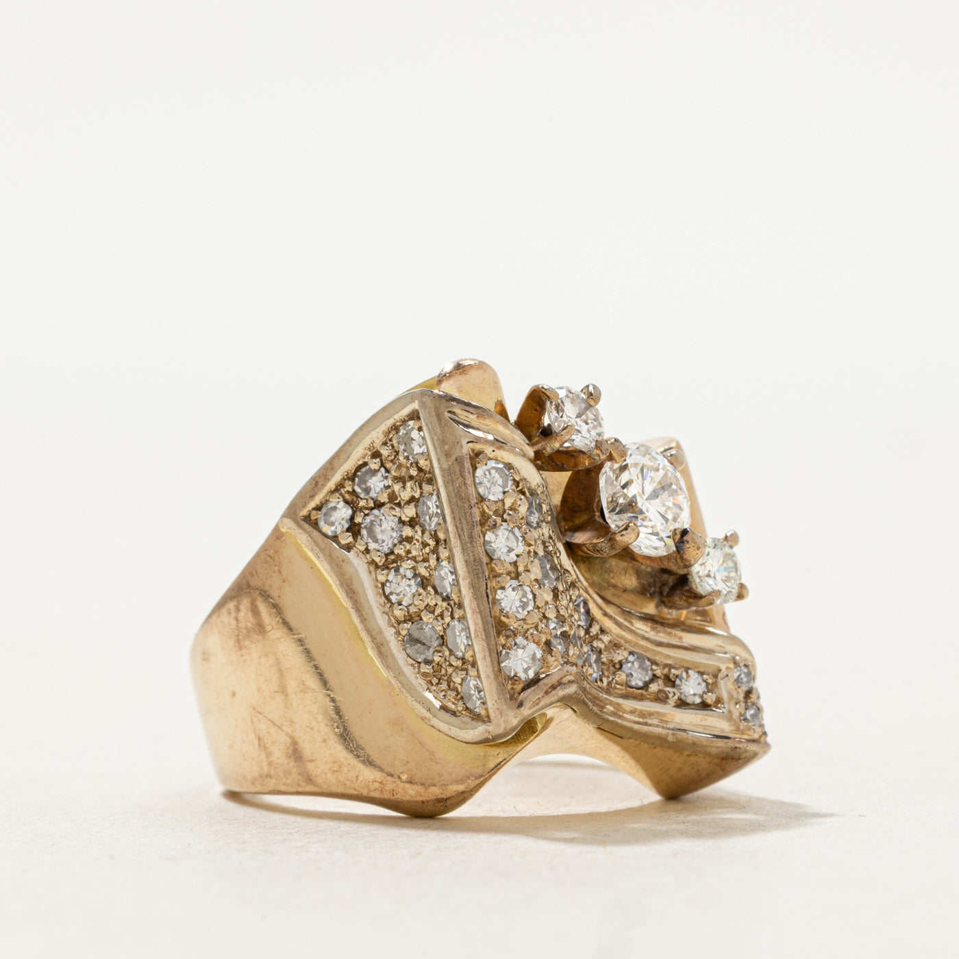 Wavy Multi Diamond Cocktail Ring | 1.01ctw | SZ 6.5 |