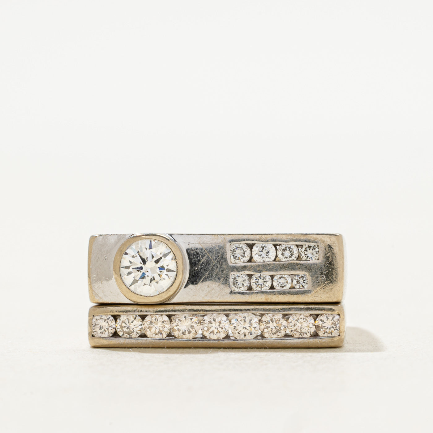 Diamond Bar Wedding Set | 1.26ctw | SZ 7.25 |