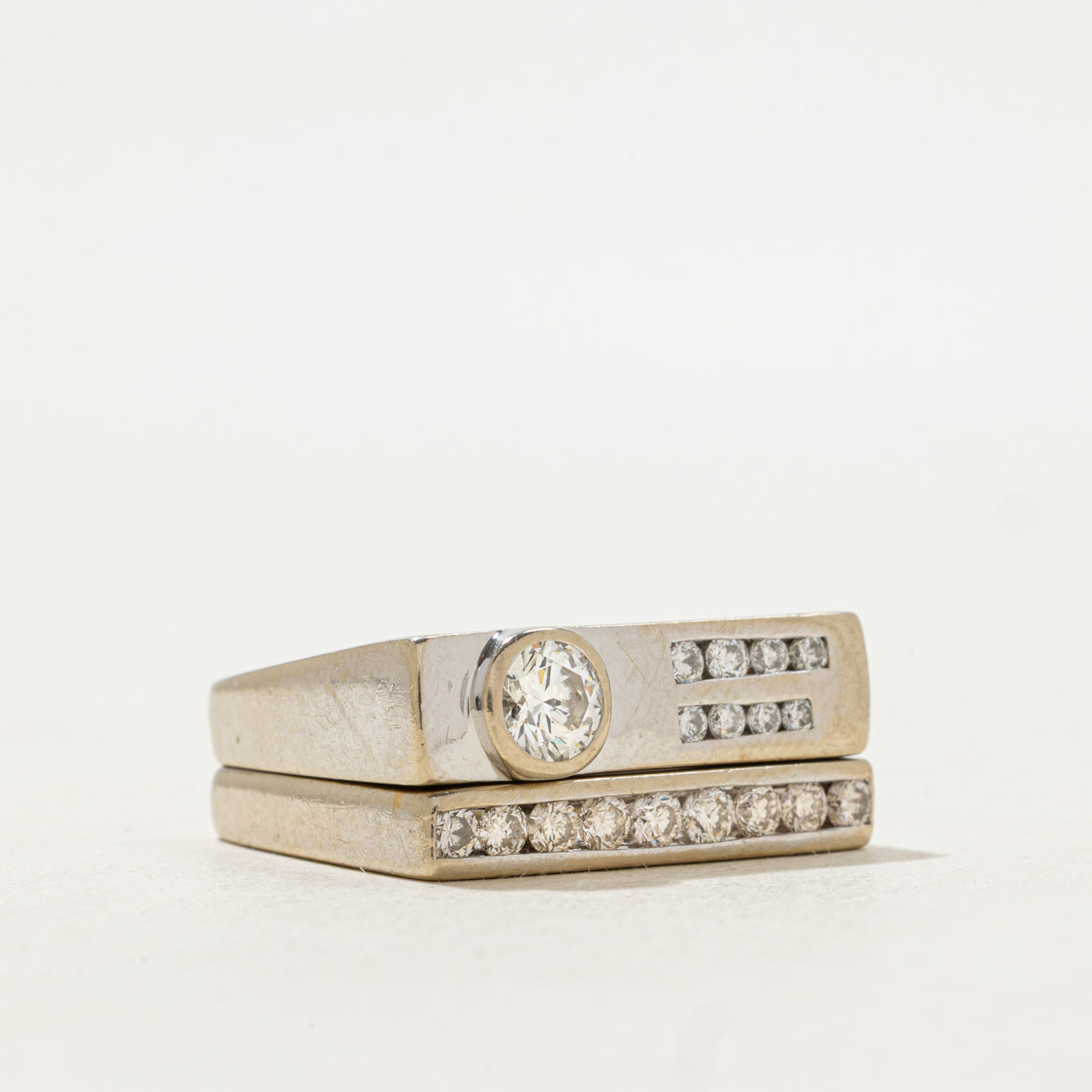 Diamond Bar Wedding Set | 1.26ctw | SZ 7.25 |