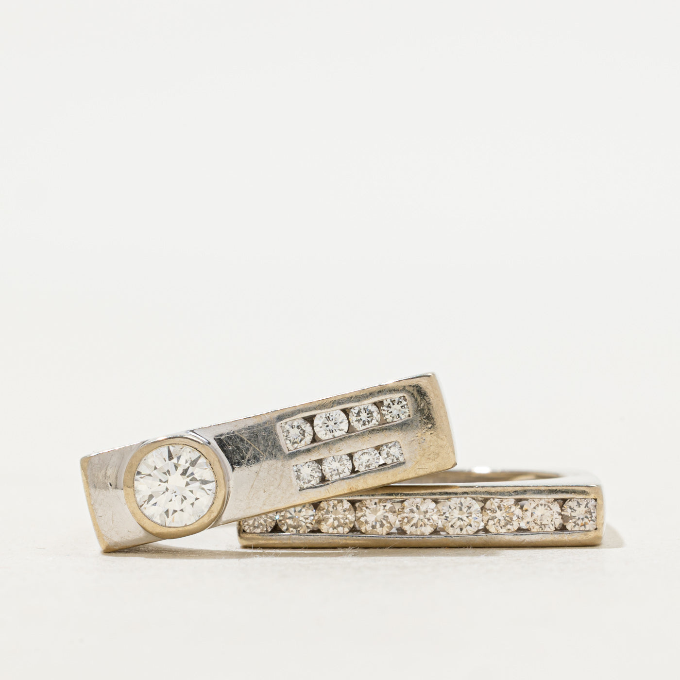 Diamond Bar Wedding Set | 1.26ctw | SZ 7.25 |