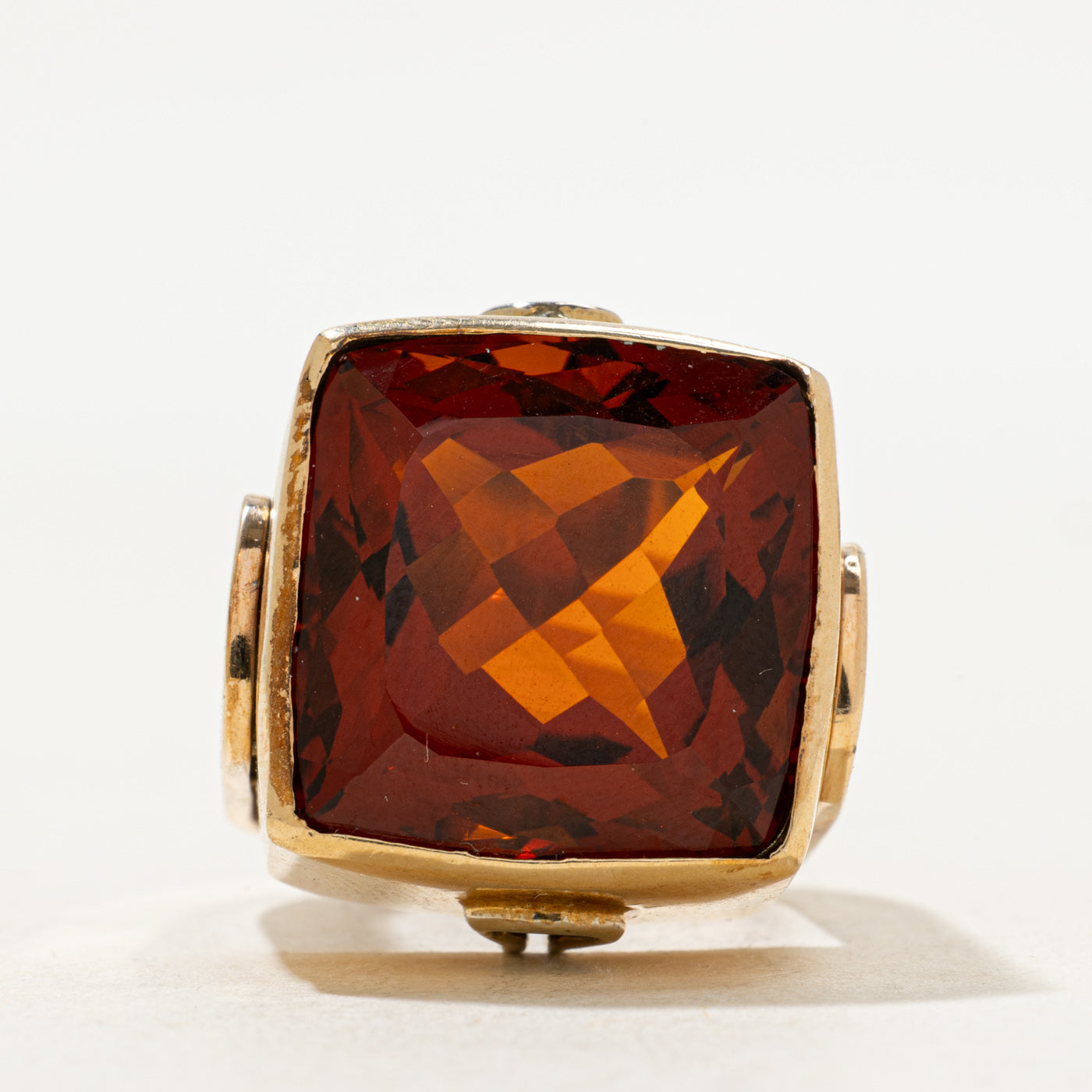 Citrine & Diamond Cocktail Ring | 24.00ct, 0.17ct | SZ 8.5 |