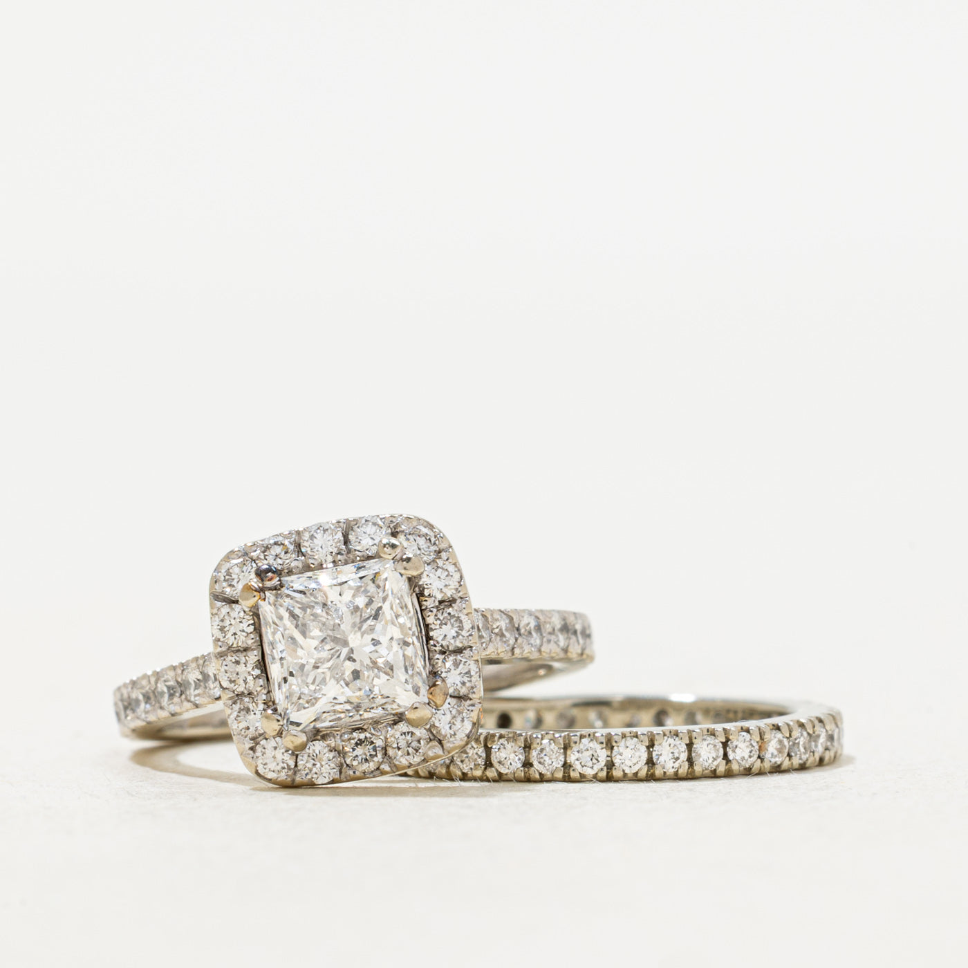 Princess Halo Diamond Wedding Set | 1.68 ctw, SZ 3 |
