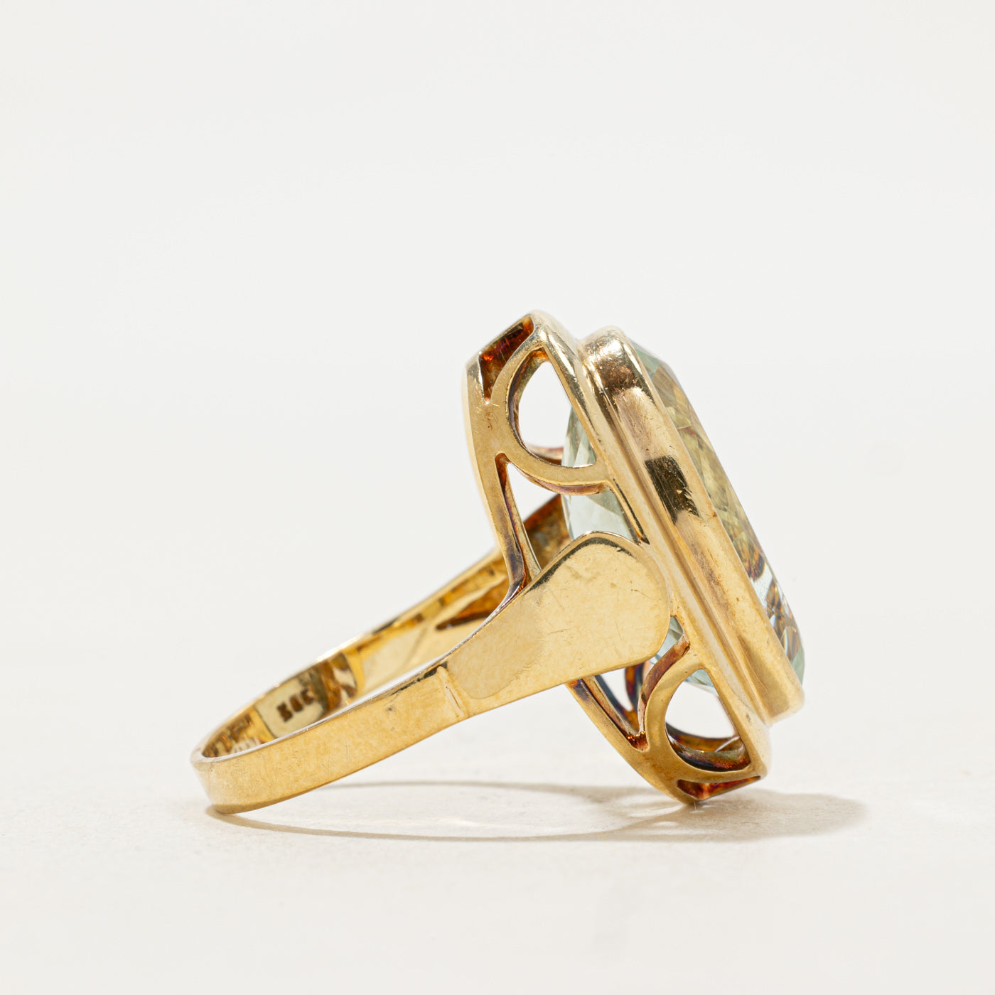 Bague cocktail Heliodor sertie clos | 8,75 ct | Taille 7,5 | 