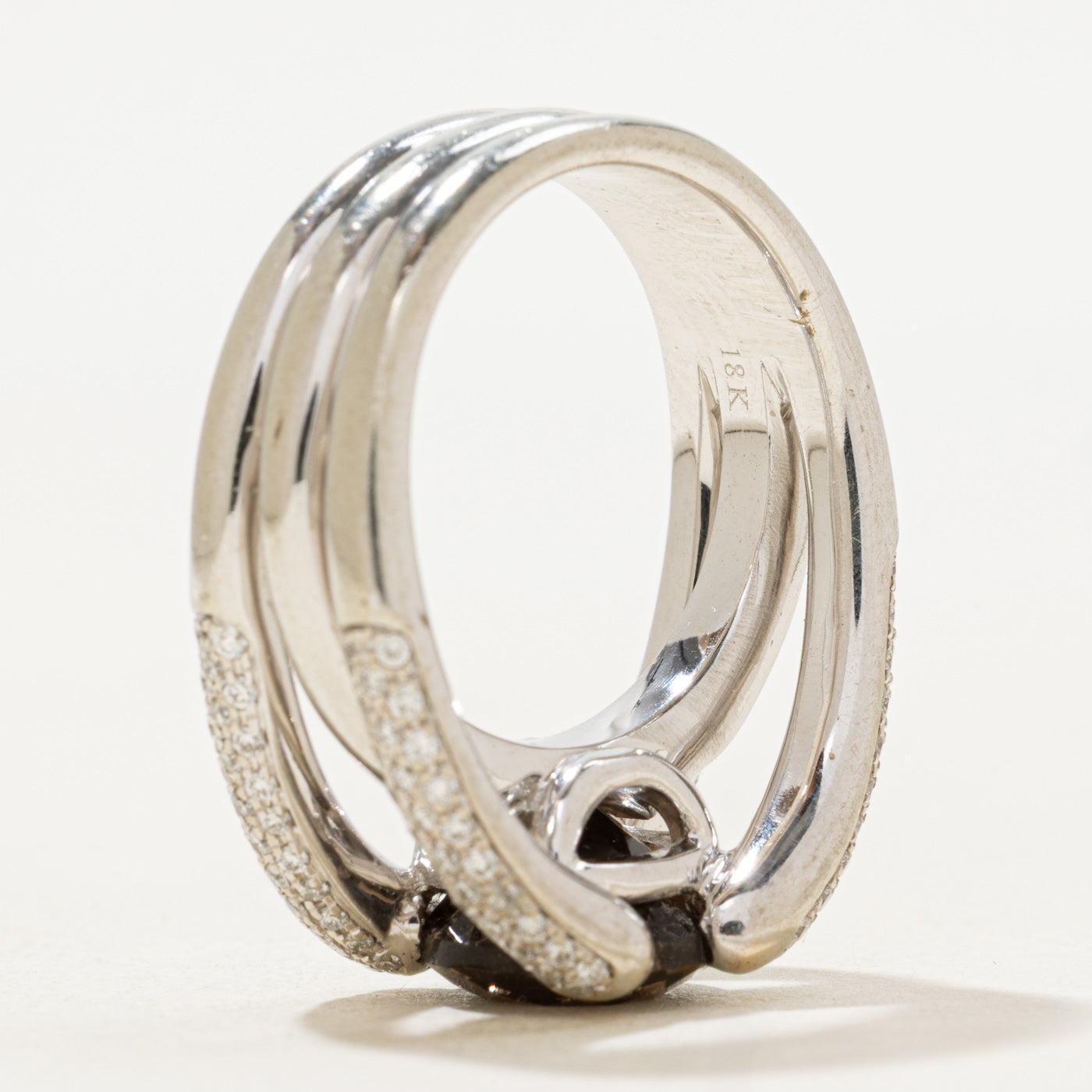 Smoky Quartz & Diamond Split Shank Ring | 0.60ctw, 2.00ct | SZ 6.5 |