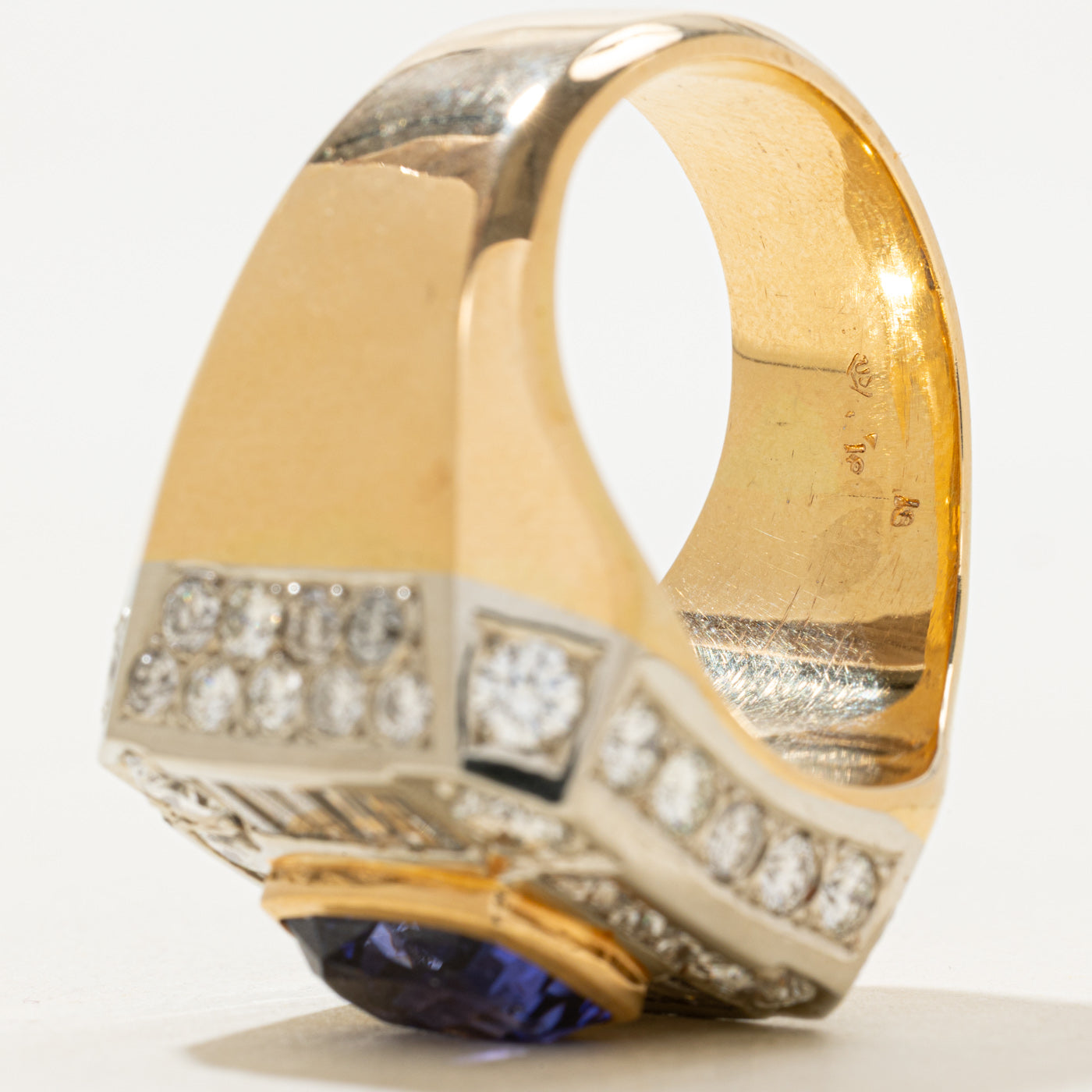 Bezel Set Tanzanite & Diamond Ring | 6.00ct, 4.92ctw | SZ 15.25 |
