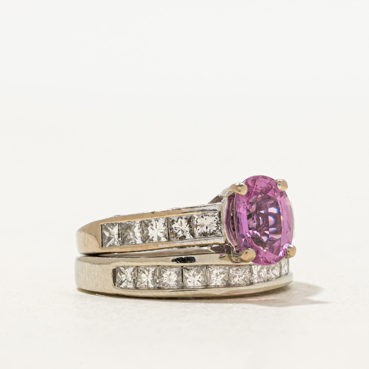 Pink Sapphire & Diamond Wedding Set | 1.70ct | 1.95ctw | SZ 4 |