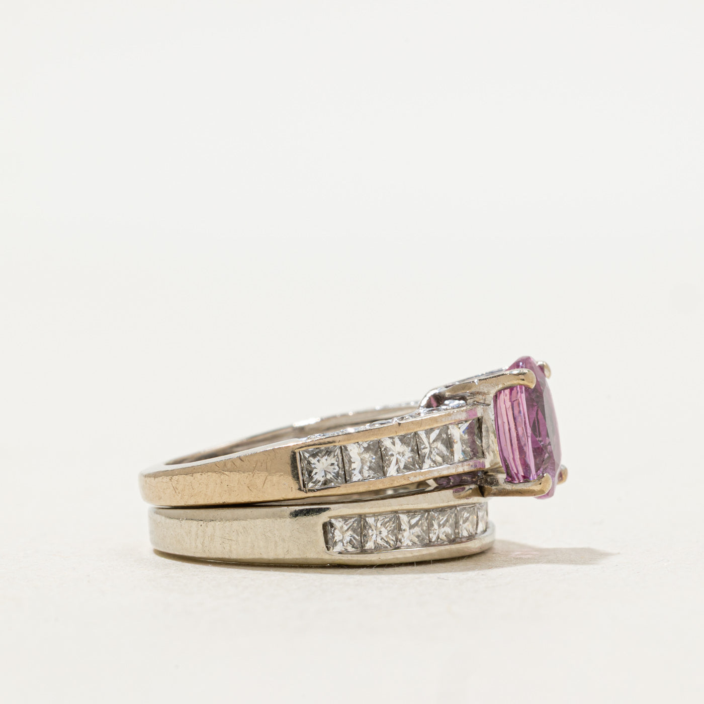 Pink Sapphire & Diamond Wedding Set | 1.70ct | 1.95ctw | SZ 4 |