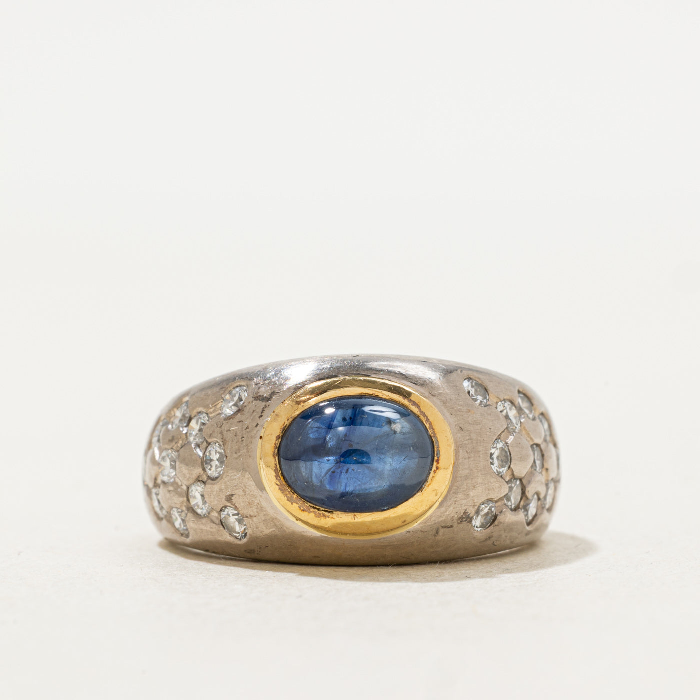 Cabochon Sapphire & Diamond Ring | 0.62ctw, 2.00ct | SZ 7.25 |