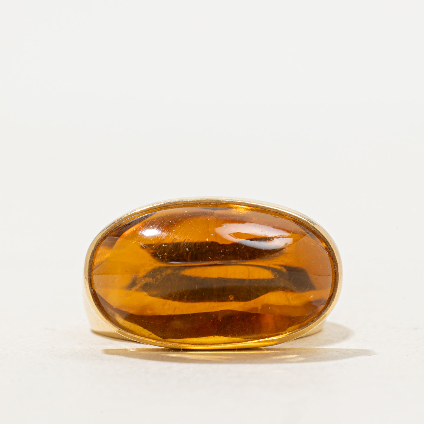 Cabochon Citrine Cocktail 18k Ring | 15.00ct | SZ 7 |