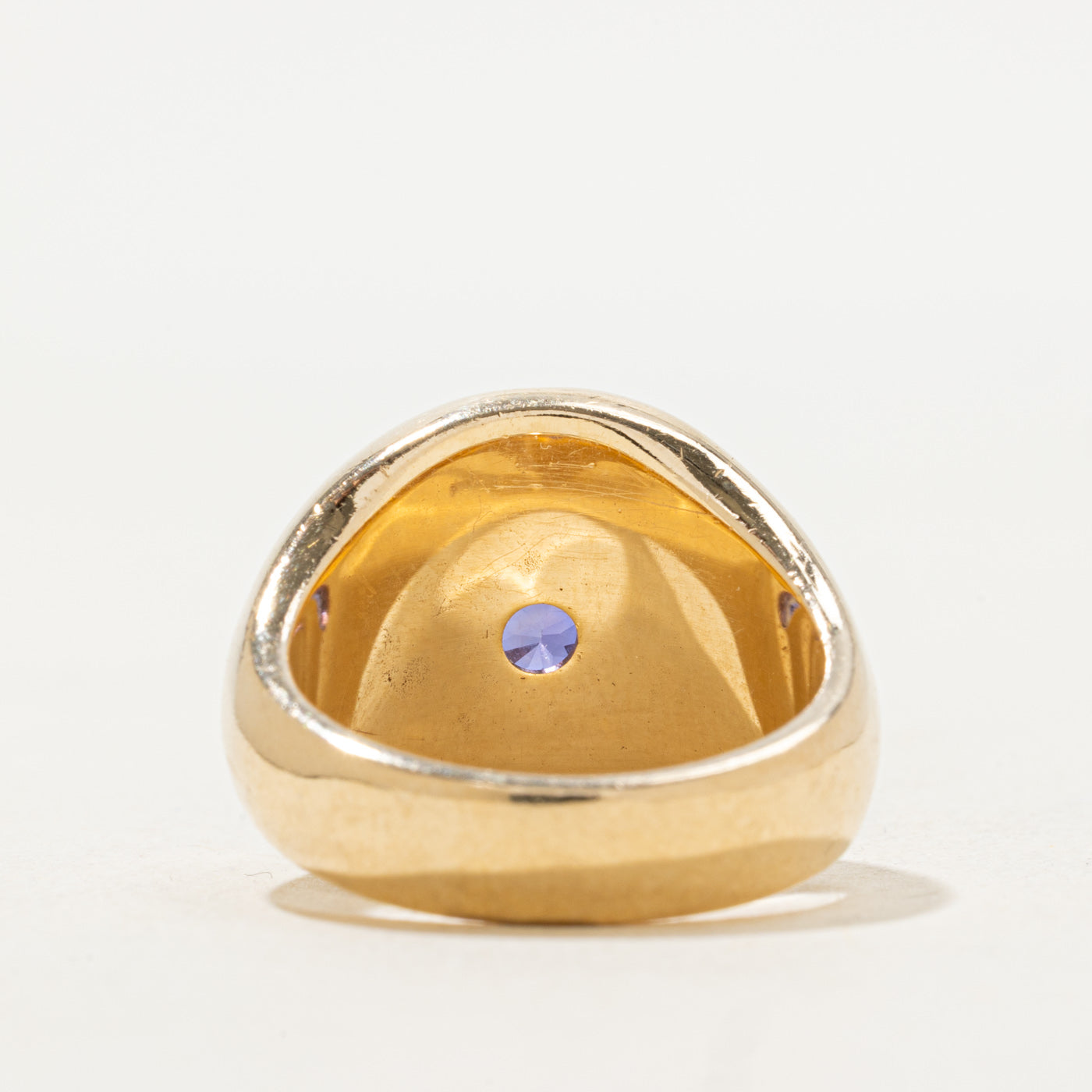 Two Tone Belcher Set Purple Sapphire Ring | 4.55ct | SZ 6.75 |