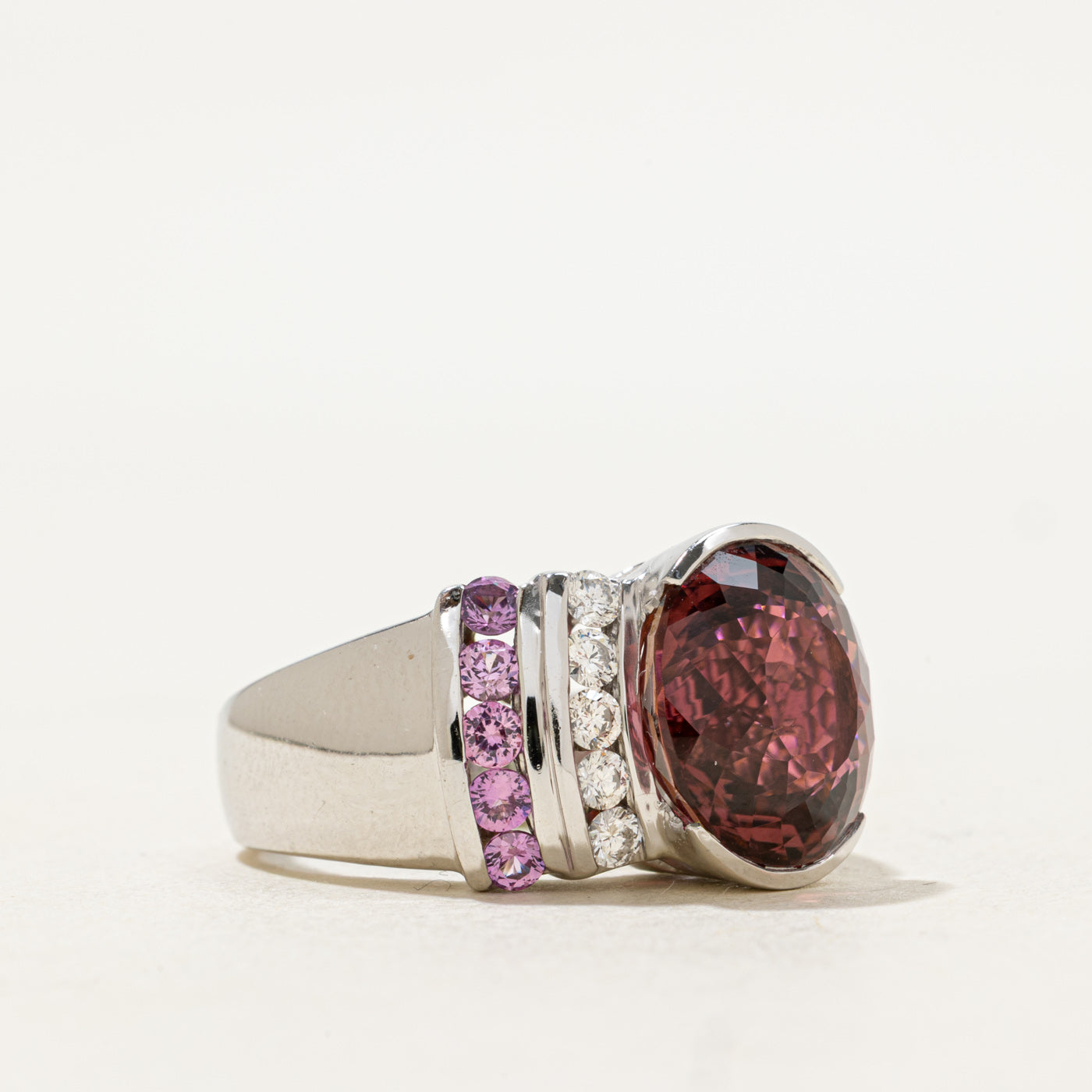 Rubellite Tourmaline, Pink Sapphire, & Diamond Ring | 8.00ct, 0.90ctw, 0.35ctw | SZ 7 |