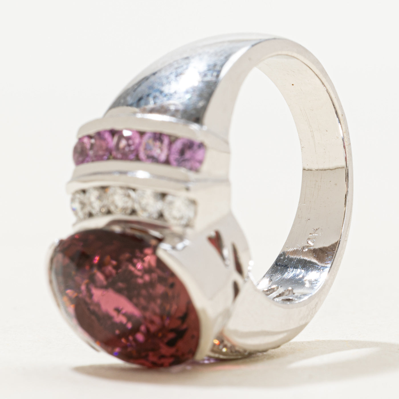 Rubellite Tourmaline, Pink Sapphire, & Diamond Ring | 8.00ct, 0.90ctw, 0.35ctw | SZ 7 |
