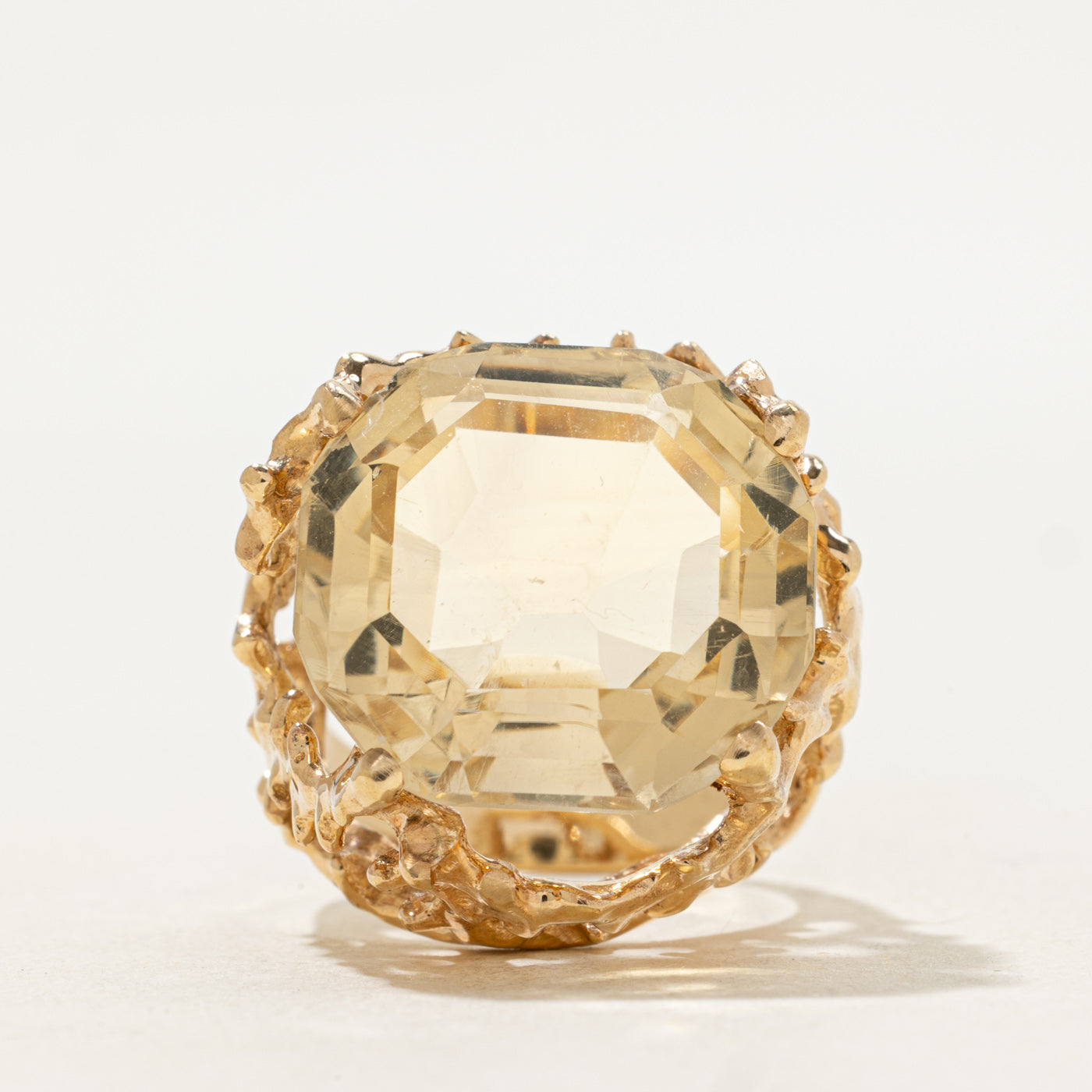 Asscher Cut Citrine Cocktail Ring | 23.00ct | SZ 7  |