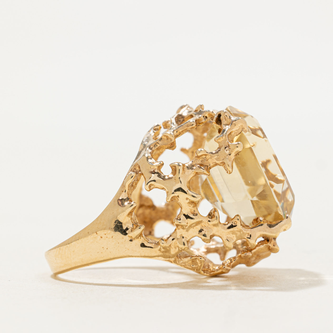 Asscher Cut Citrine Cocktail Ring | 23.00ct | SZ 7  |