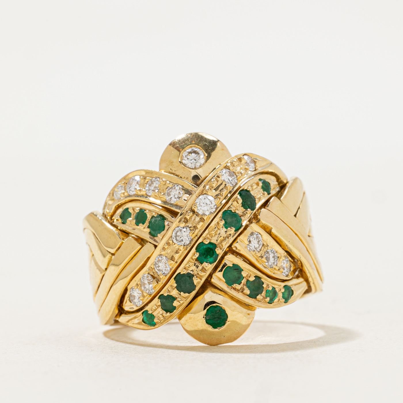 Diamond & Emerald Puzzle Ring | 0.48ctw, 0.48ctw | SZ 9.75 |