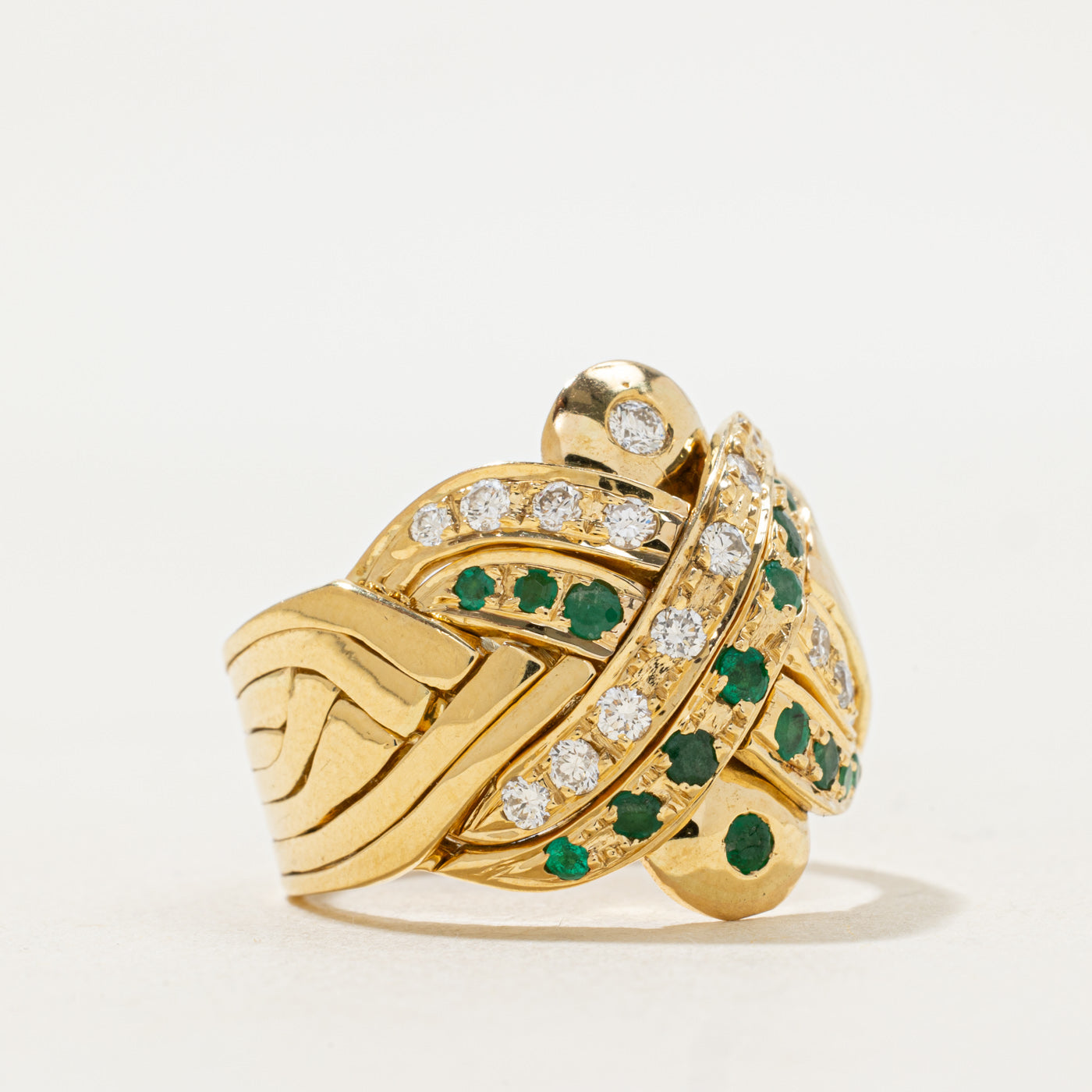 Diamond & Emerald Puzzle Ring | 0.48ctw, 0.48ctw | SZ 9.75 |