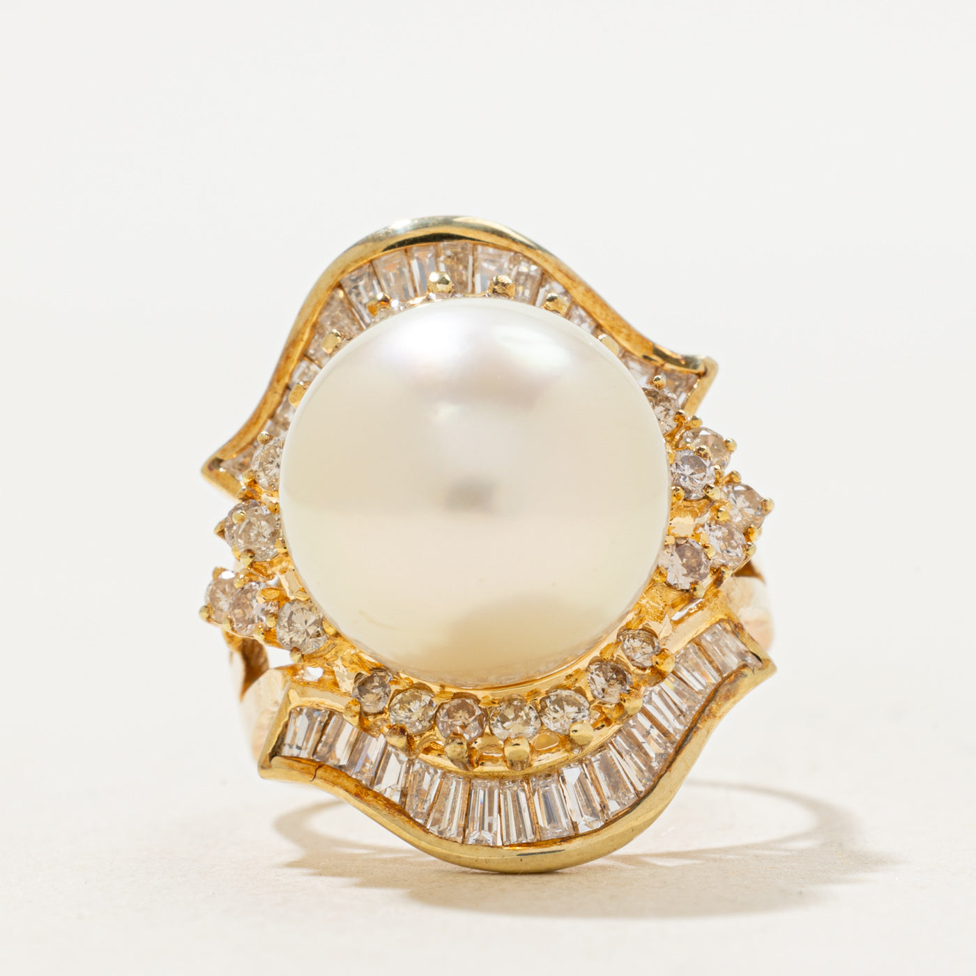 Pearl & Diamond Cocktail Ring | 12.00ct, 1.34ctw | SZ 6 |