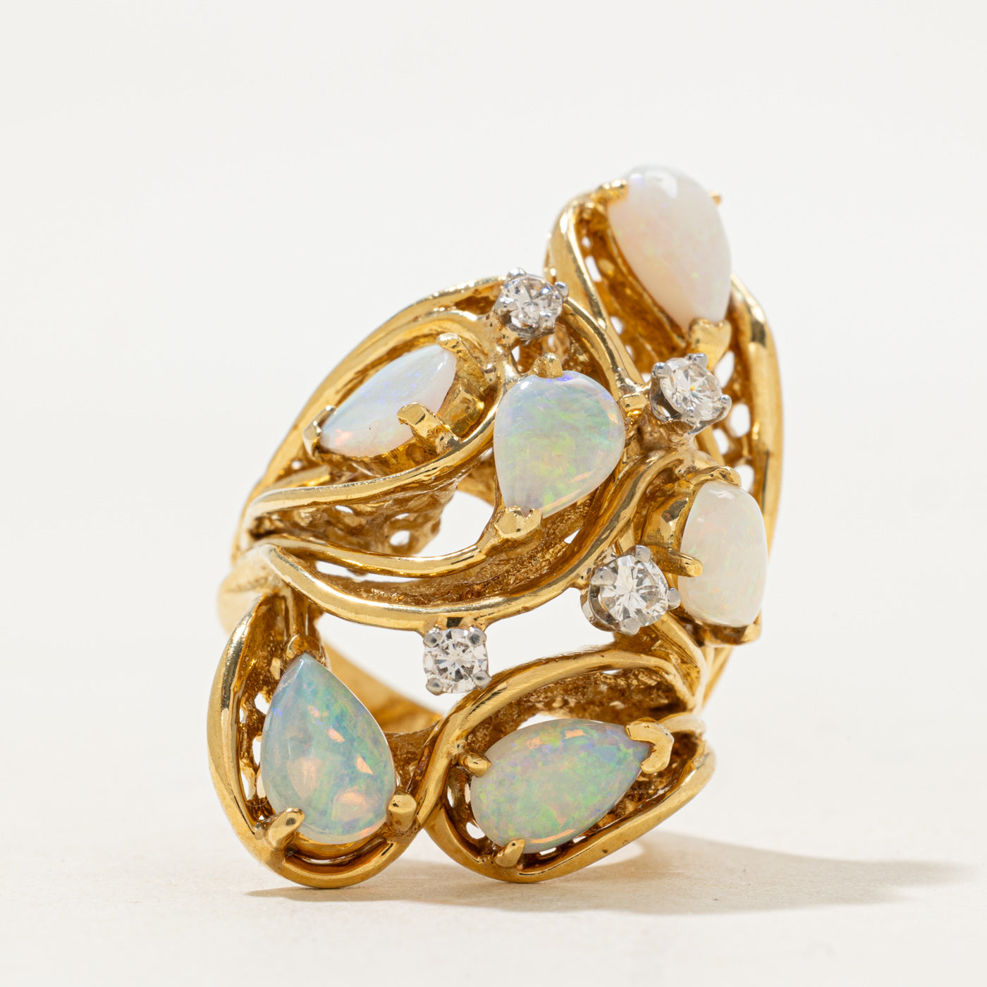 Opal & Diamond Cocktail Ring | 1.80ctw, 0.28ctw | SZ 6 |