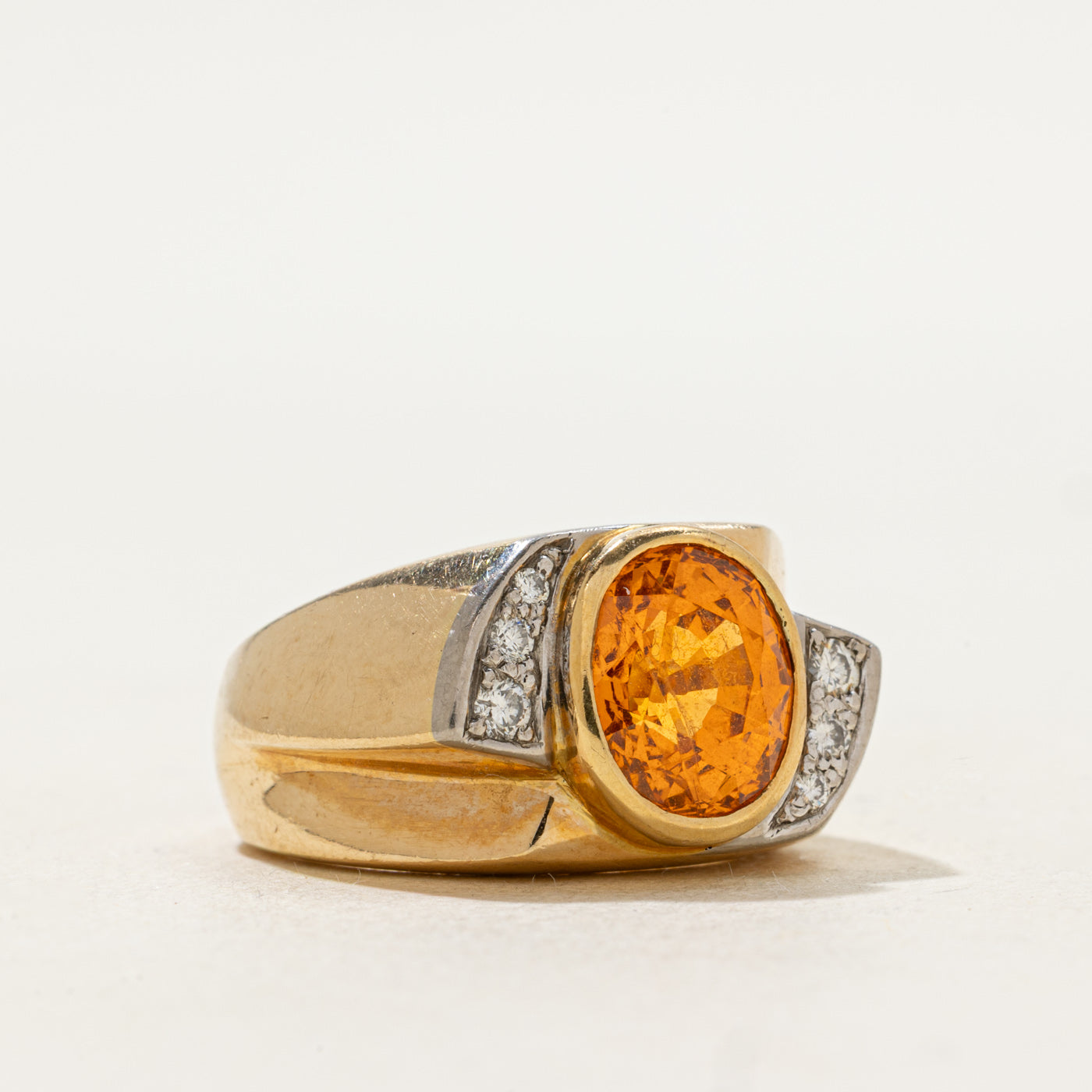 Mandarin Garnet & Diamond Cocktail Ring | 4.10ct, 0.16ctw | SZ 6.25 |