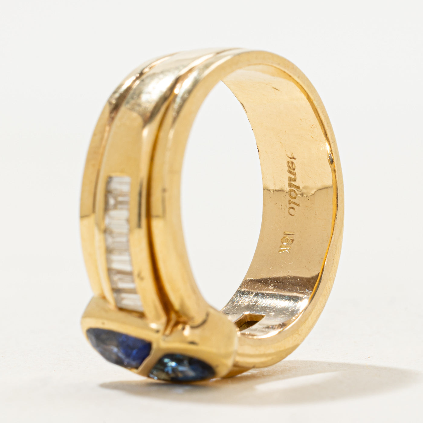 Bague en or jaune 18 carats, saphirs et diamants | 2,08 ct au total, 0,70 ct au total | Taille 9