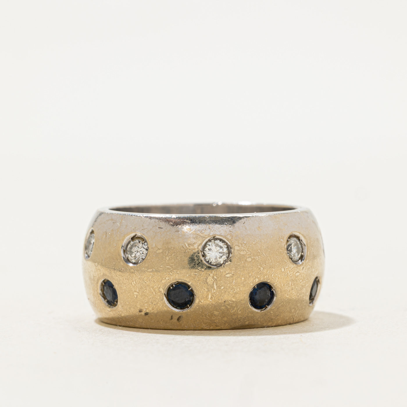 Flush Set Sapphire & Diamond Band | 0.75ctw, 0.63ctw | 11.9mm | SZ 10 |