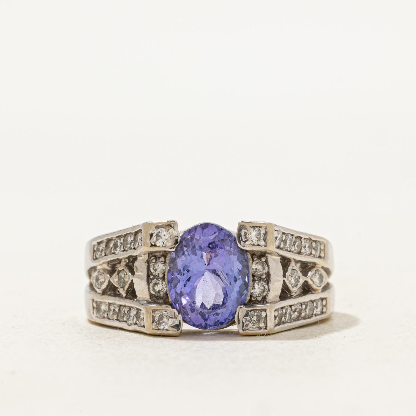 Tanzanite & Diamond Split Shank Ring | 1.80ct | 0.60ctw | SZ 6 |