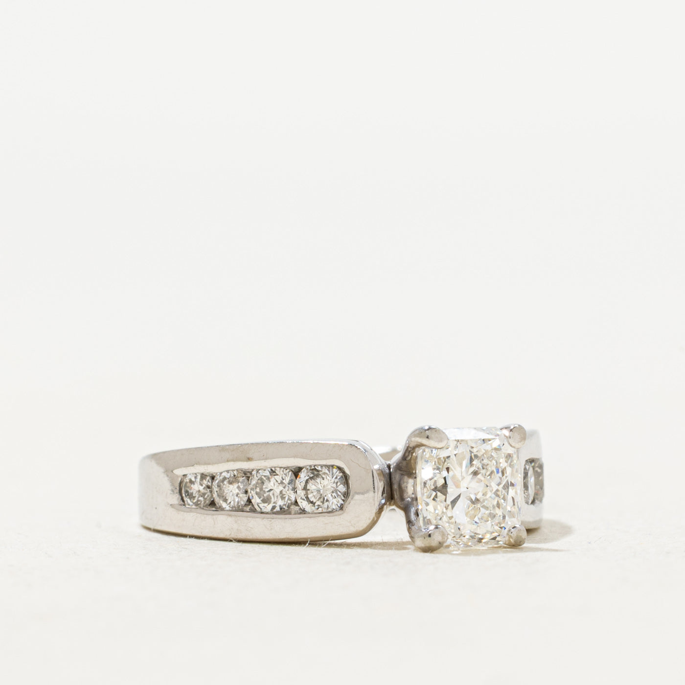 Solitaire with Channel Accents Diamond Engagement Ring | 0.88 ctw, SZ 4 |