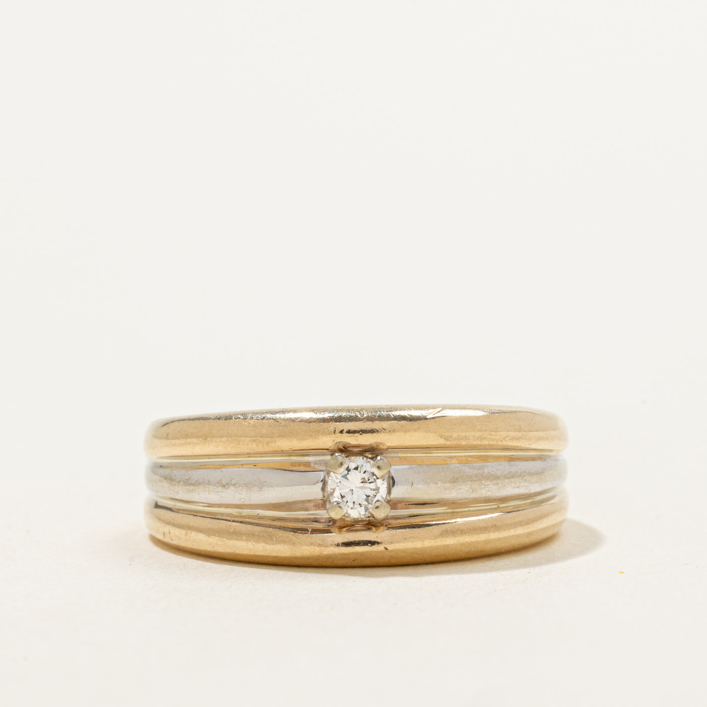 Bague en or bicolore et diamant | 0,08 ct | Taille 8 | 