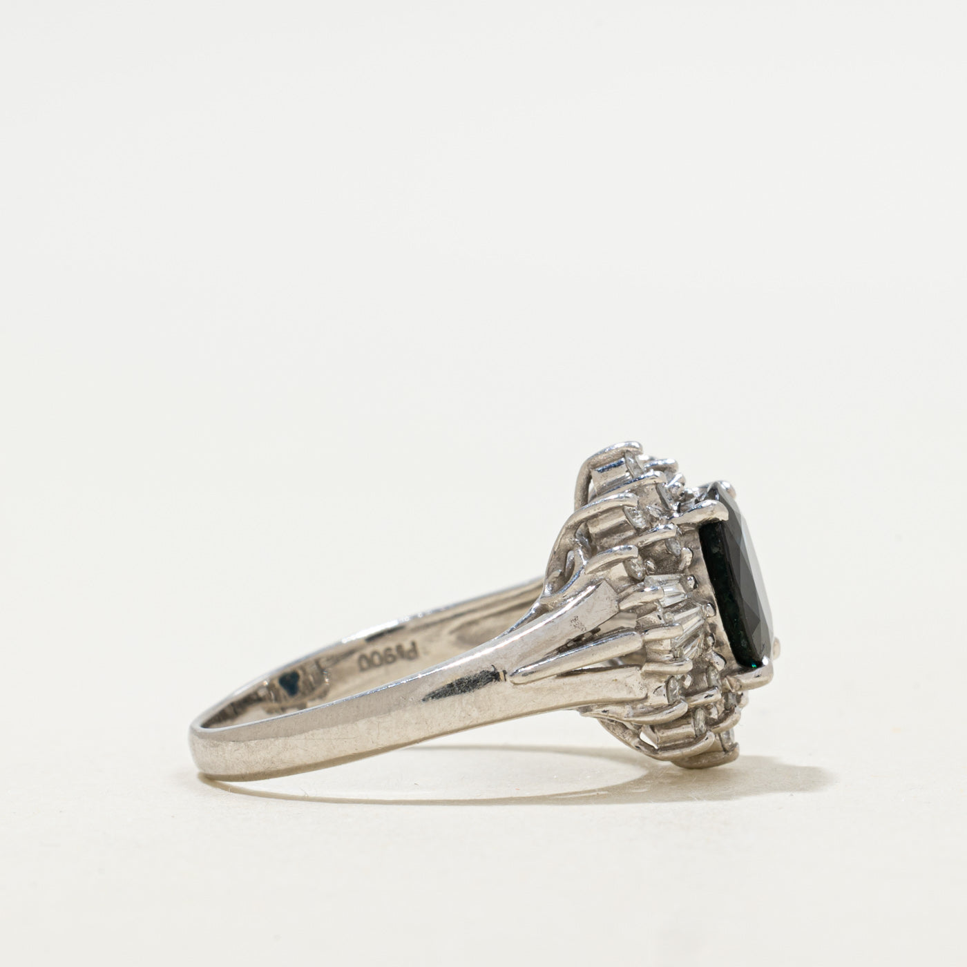 Platinum Sapphire and Diamond Halo Ring | 2.05ct, 0.53ctw | Sz 7.25