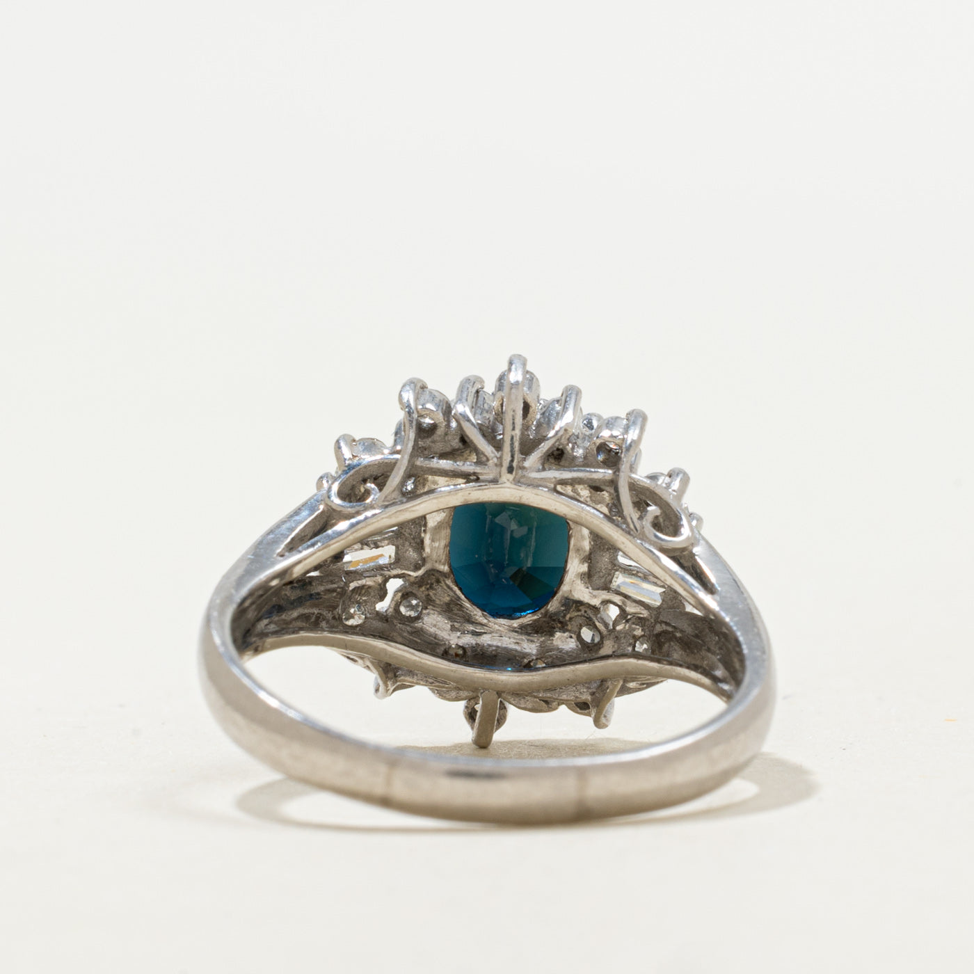 Platinum Sapphire and Diamond Halo Ring | 2.05ct, 0.53ctw | Sz 7.25