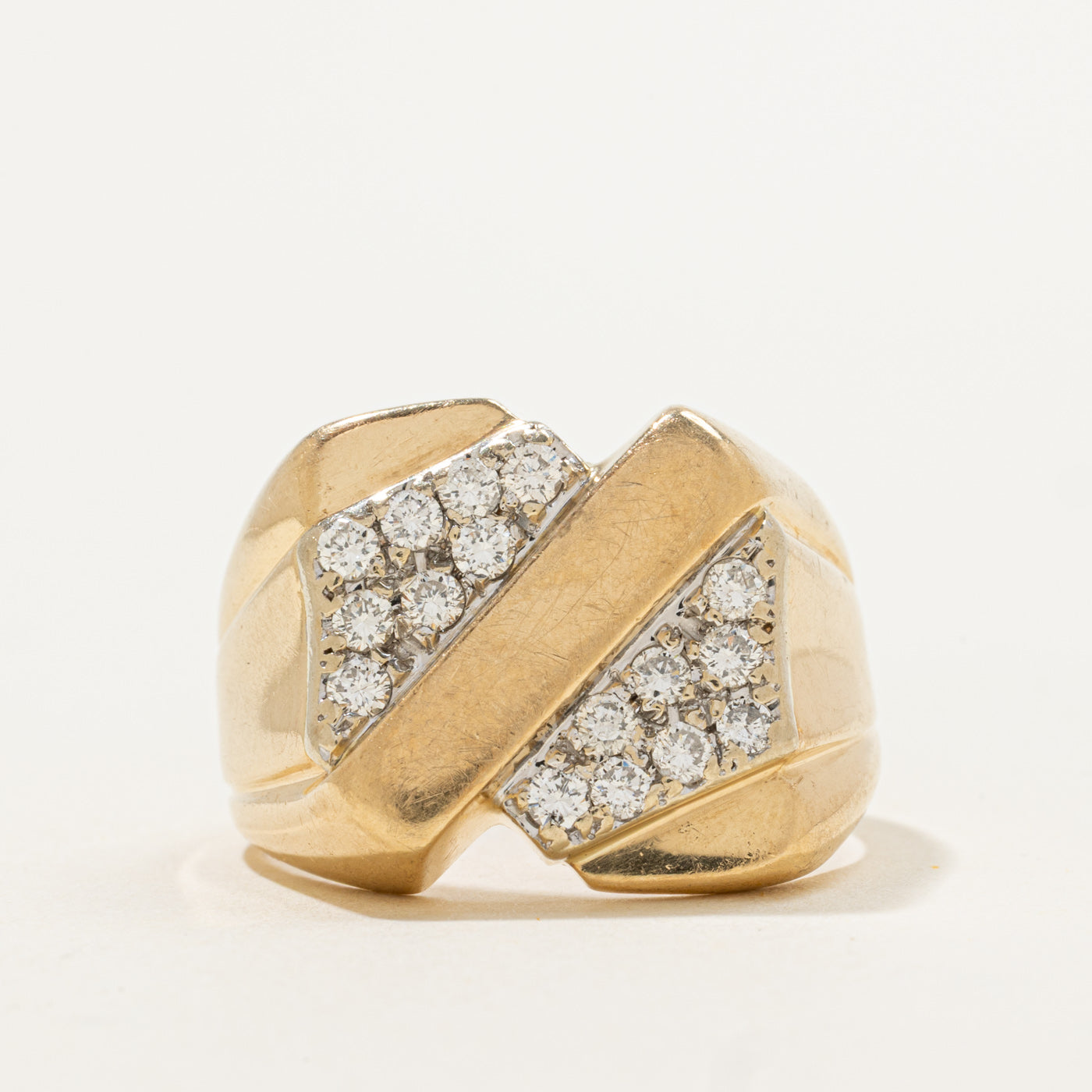 Bague large sertie de diamants | 0,52 ct | Taille 10,25 | 