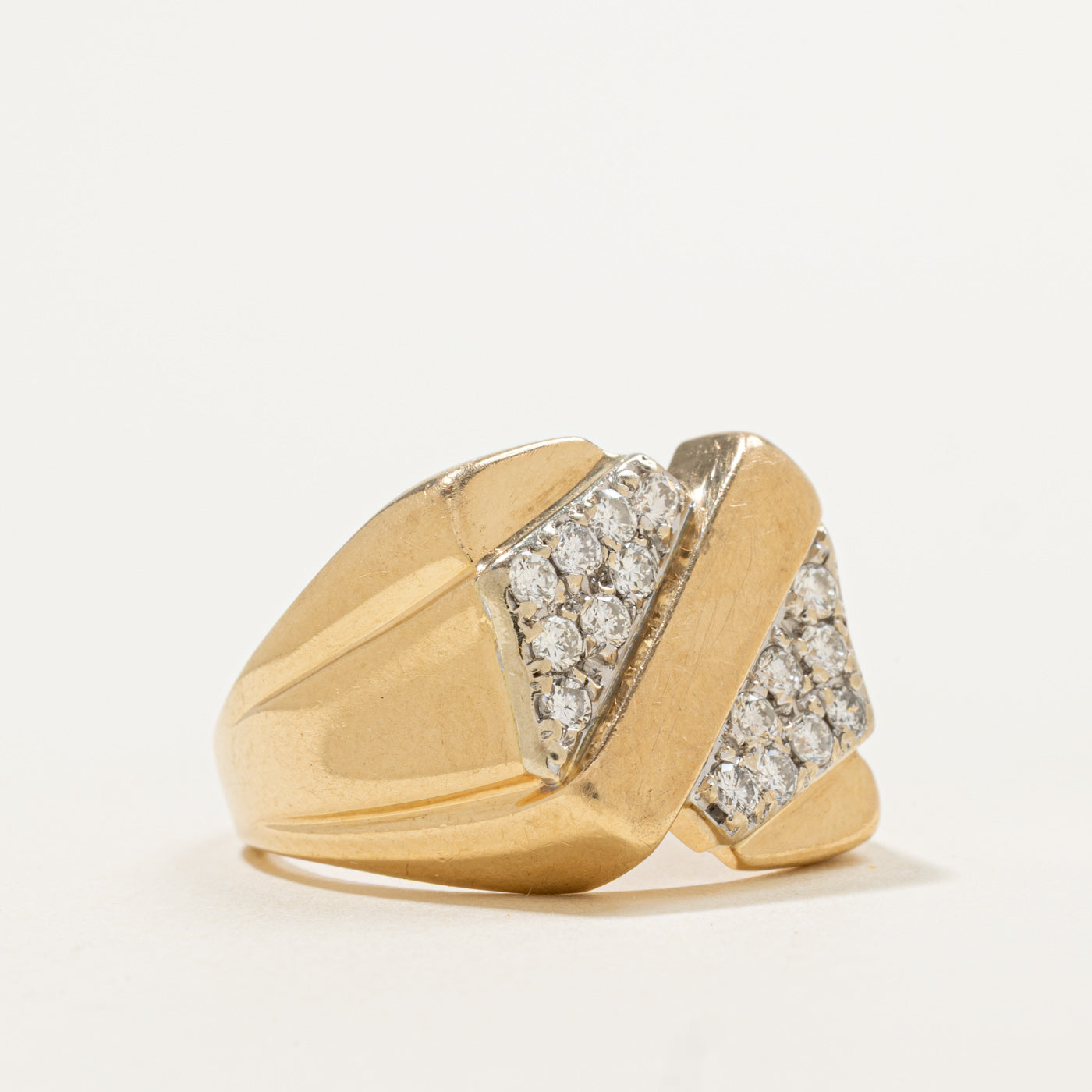 Bague large sertie de diamants | 0,52 ct | Taille 10,25 | 