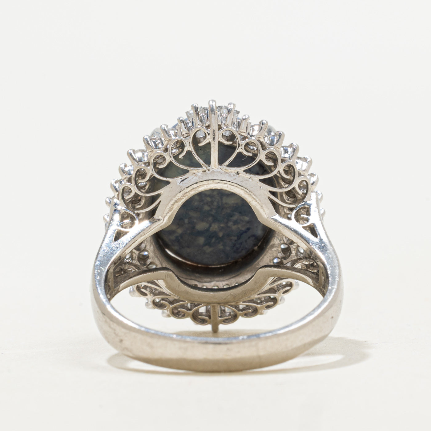 Platinum Opal & Diamond Halo Cocktail Ring | 4.33ct, 0.95ctw | SZ 6.25