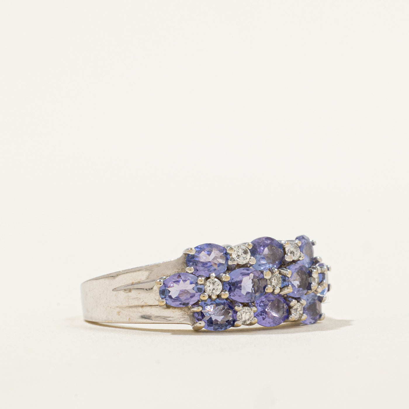 Three Row Tanzanite & Diamond Ring | 1.10ctw, 0.10ctw | SZ 7 |