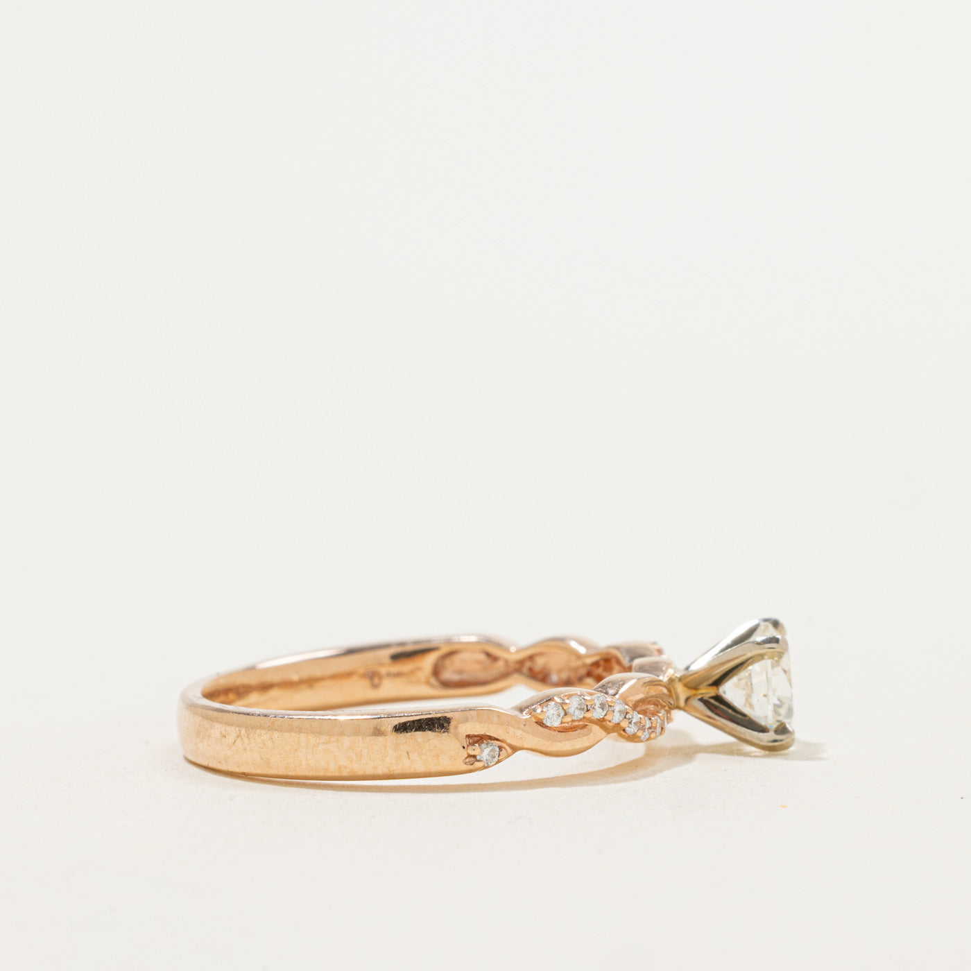 Diamond Solitaire Twisted 14k Ring | 0.73ct, 0.1ctw  | SZ 9.25 |