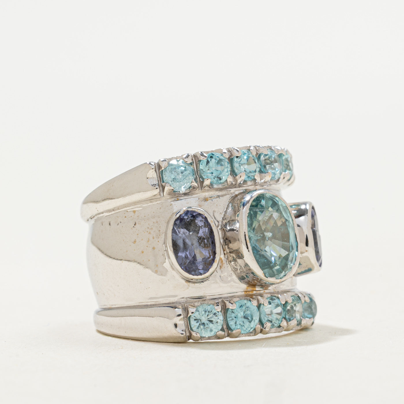 Blue Zircon & Tanzanite Cocktail Ring | 3.50ctw, 1.00ctw | SZ 7 |