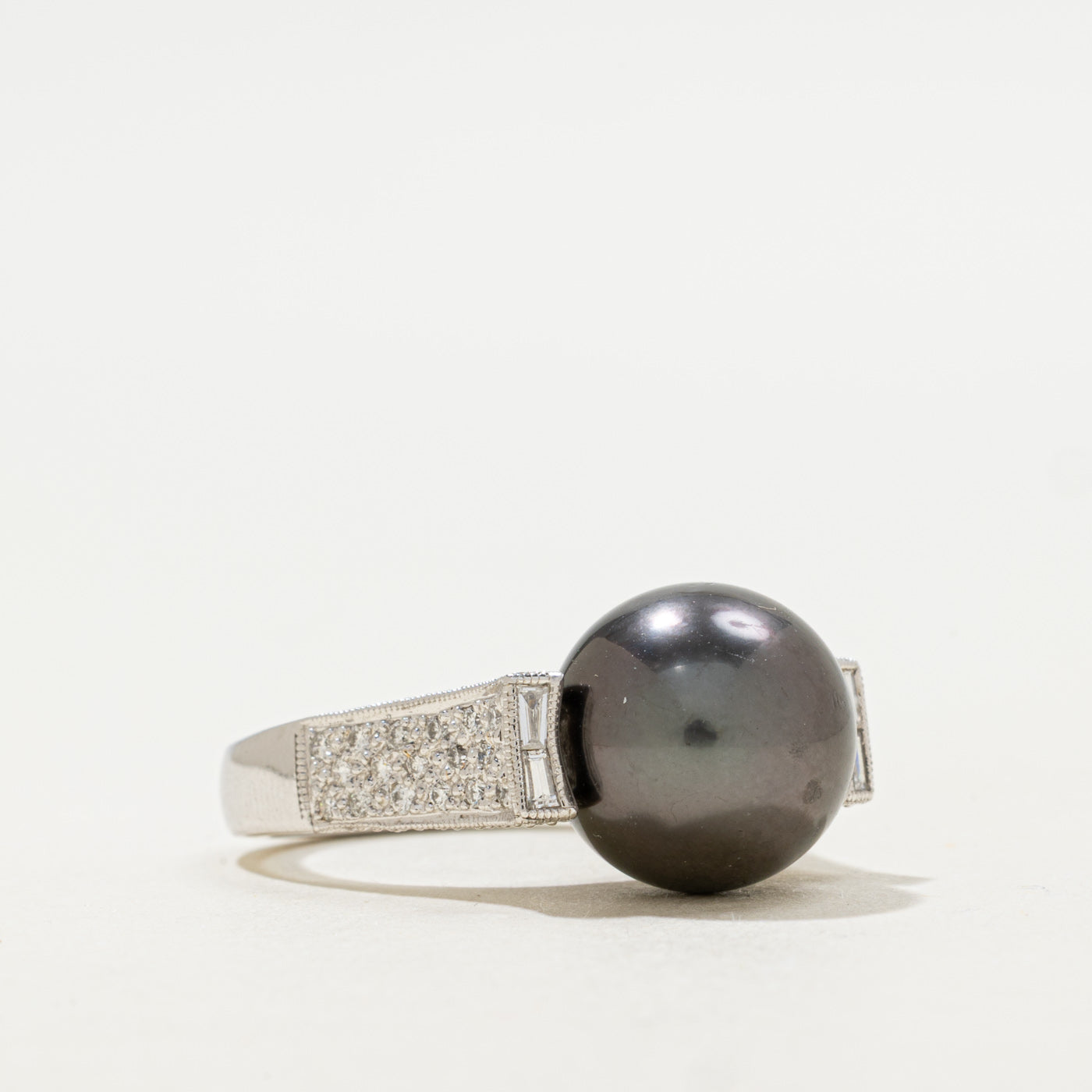 Tahitian South Sea Pearl & Diamond Cocktail Ring | 0.68ctw | SZ 7 |