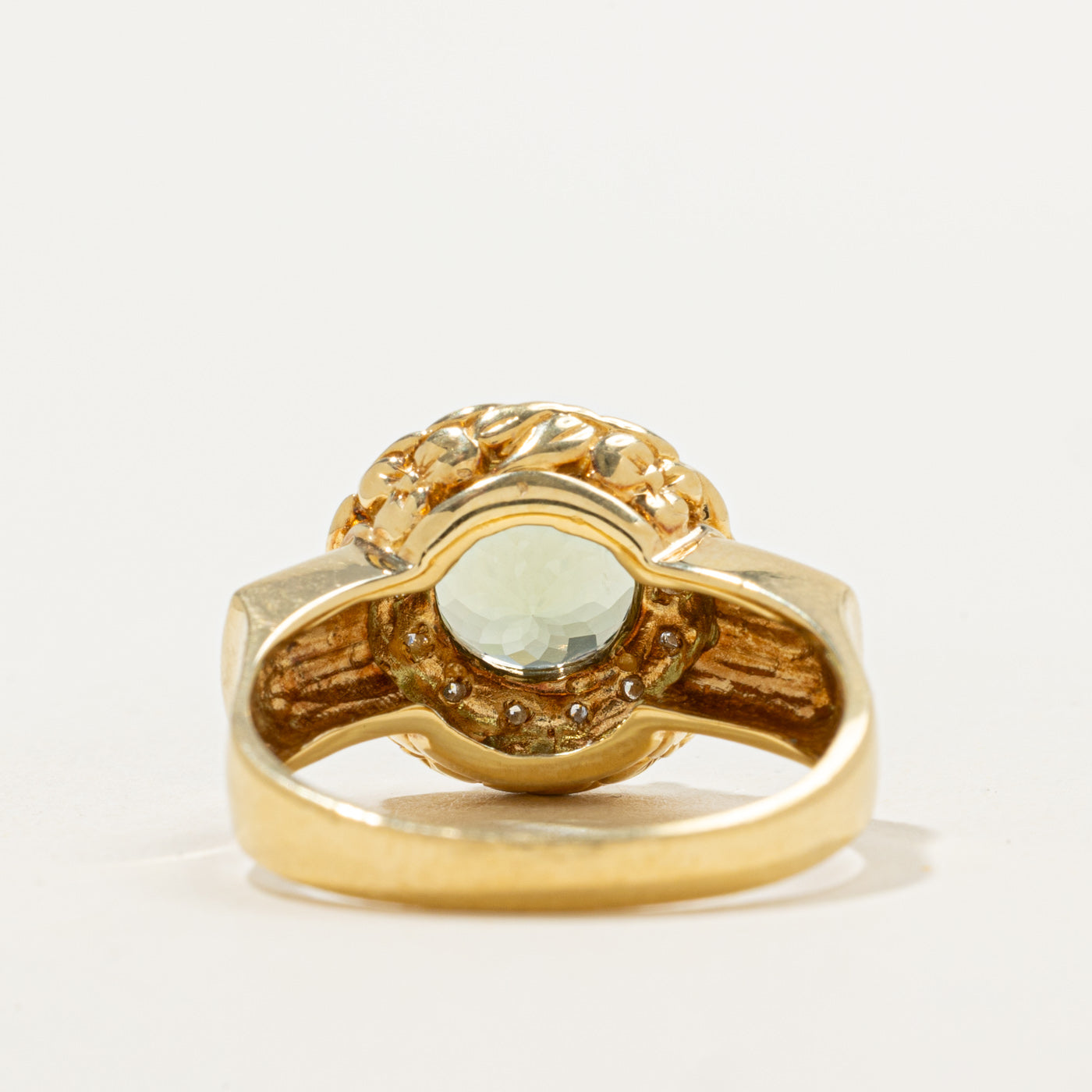 Bague cocktail en or 18 carats sertie de diamants et de spodumène | 0,1 ct au total, 2 ct | Taille 8,5 | 