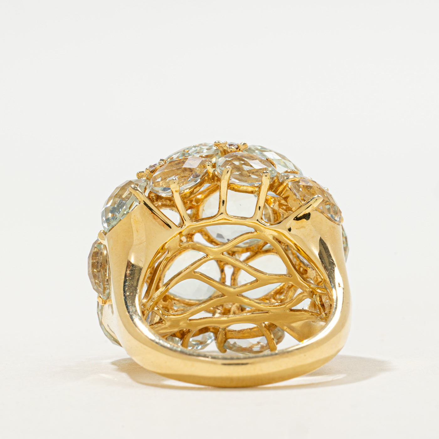Green Amethyst and Diamond Cocktail Ring | 20.00ctw, 0.27ctw | SZ 7 |