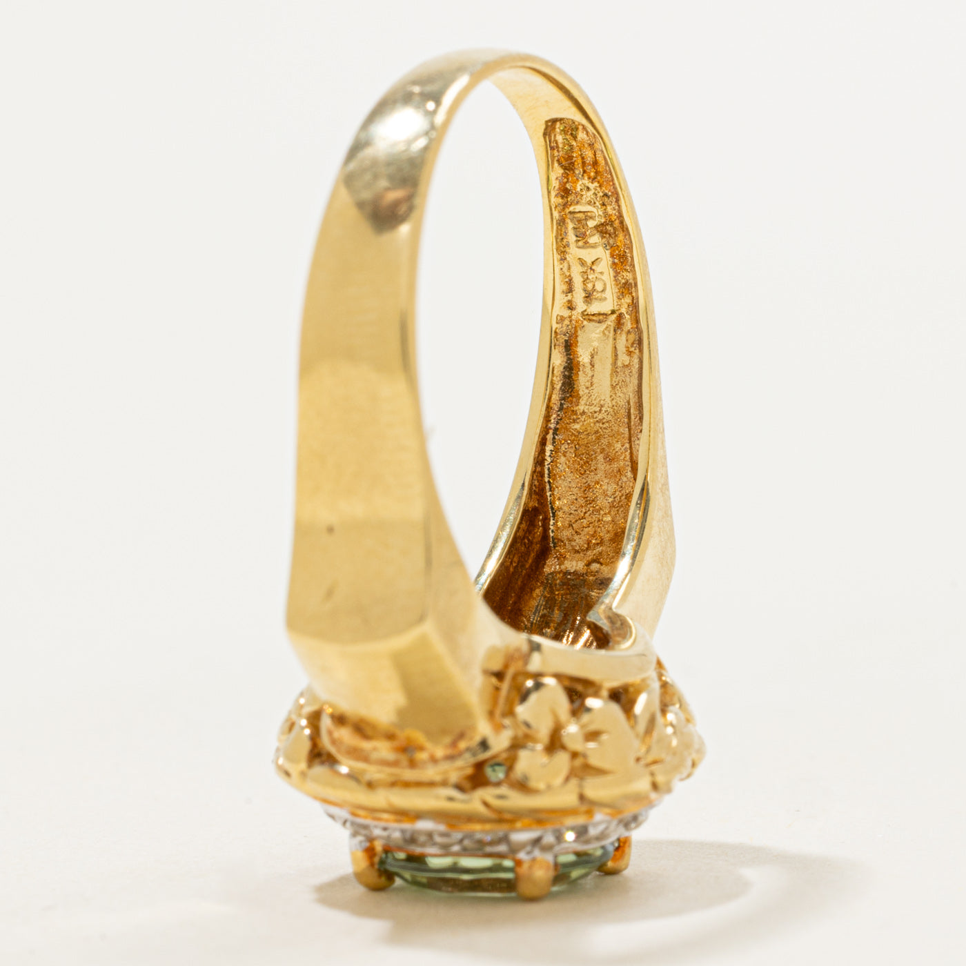 Bague cocktail en or 18 carats sertie de diamants et de spodumène | 0,1 ct au total, 2 ct | Taille 8,5 | 